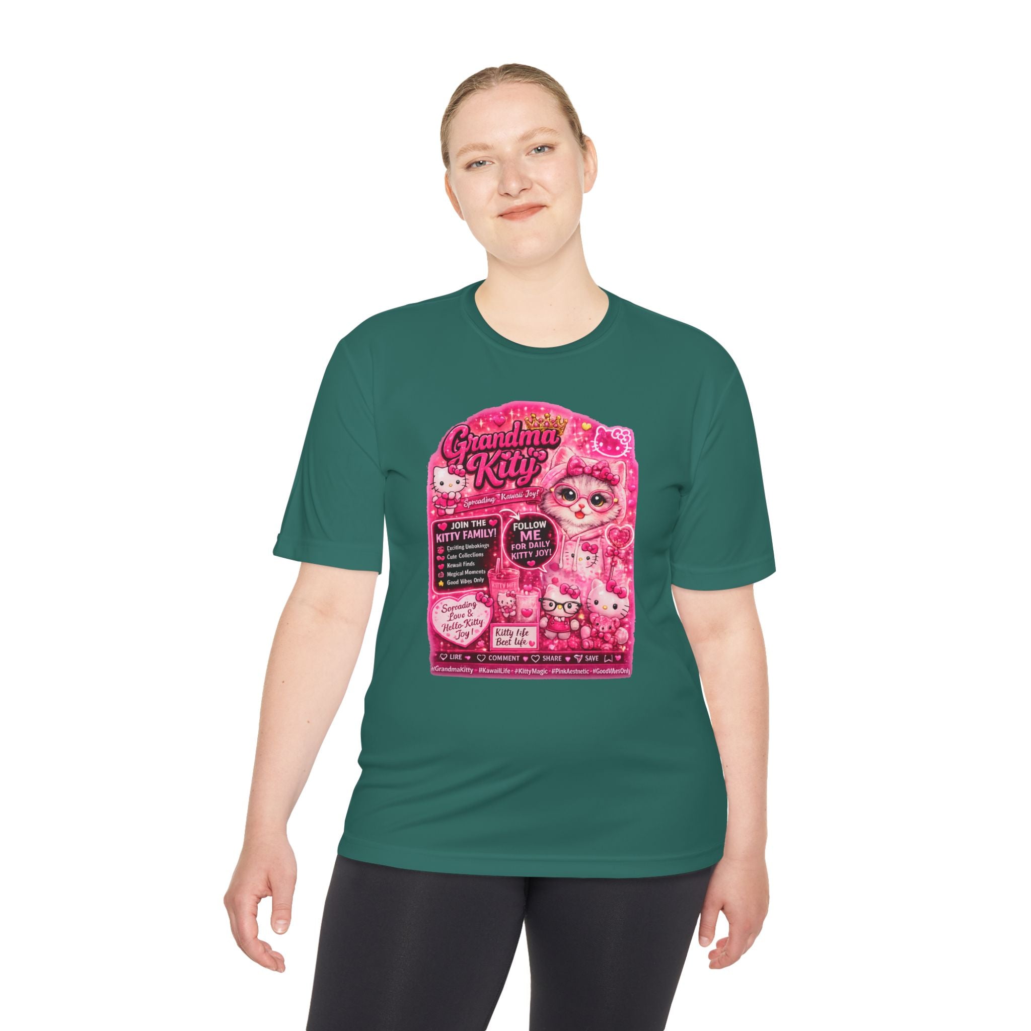 Grandma Kitty Graphic Tee — Cute Pink Cat Vintage Patch Design