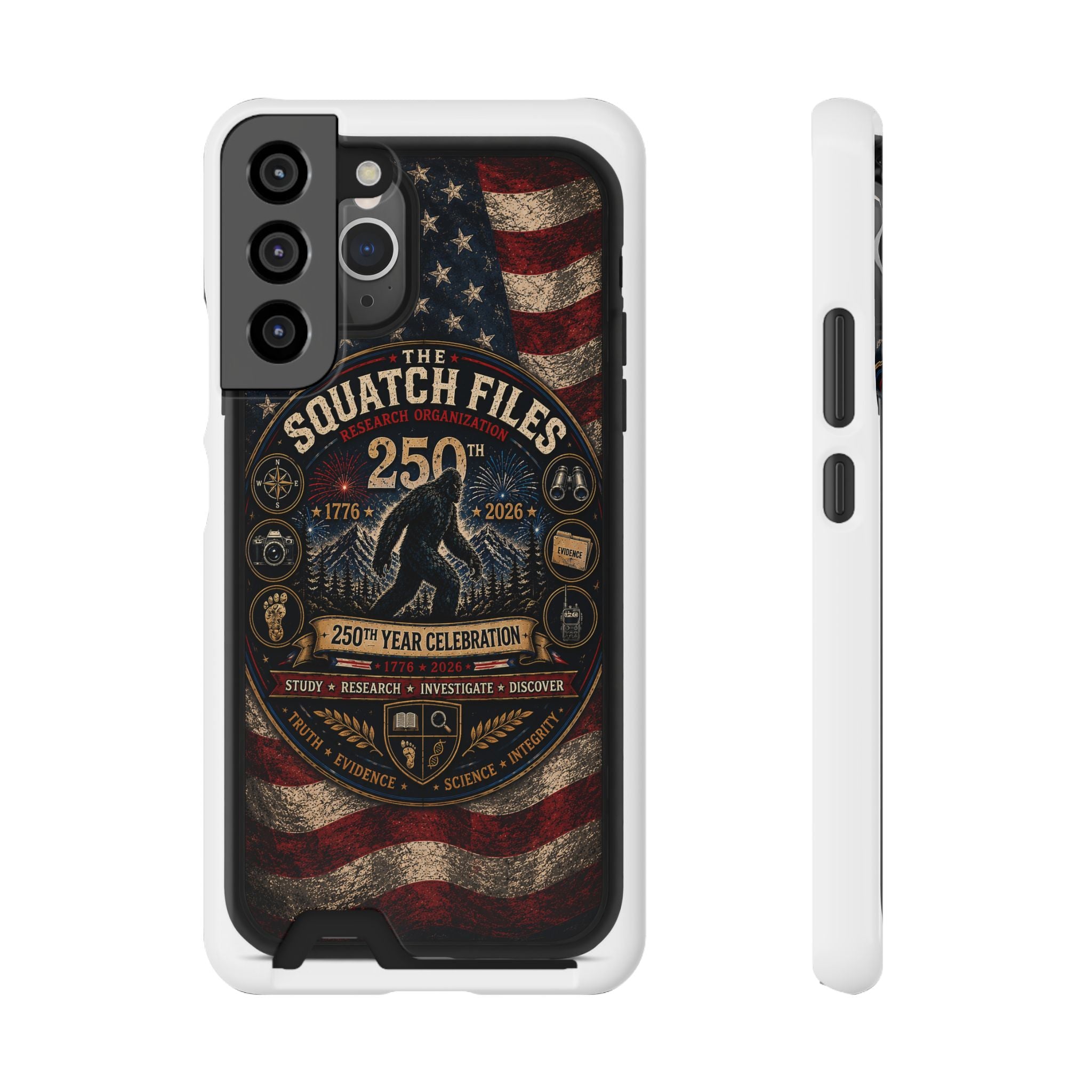 Phone Case — 'The Squatch Files 250th' Card Holder Case (Patriotic Bigfoot Design)