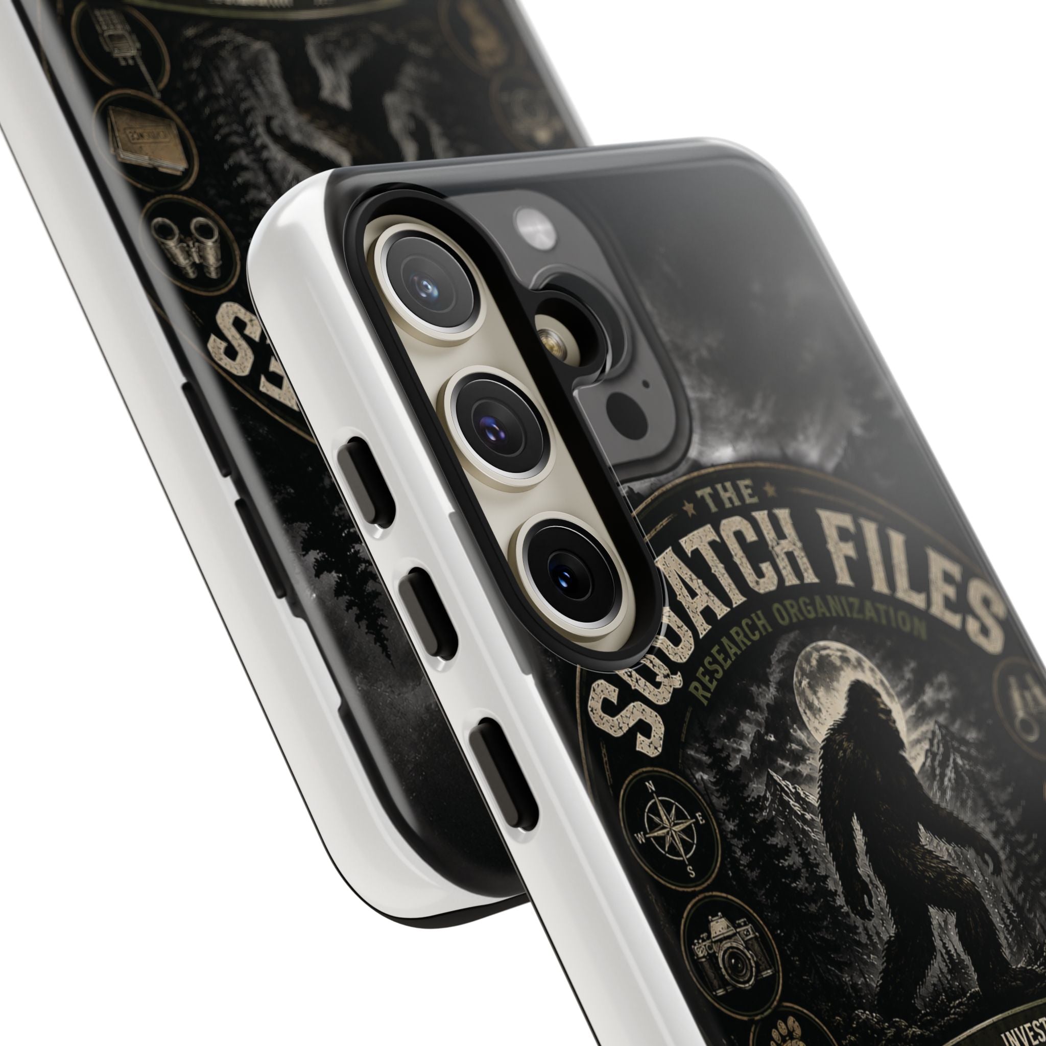 Squatch Files Research Organization Phone Case — Bigfoot Sasquatch Moonlit Forest Design