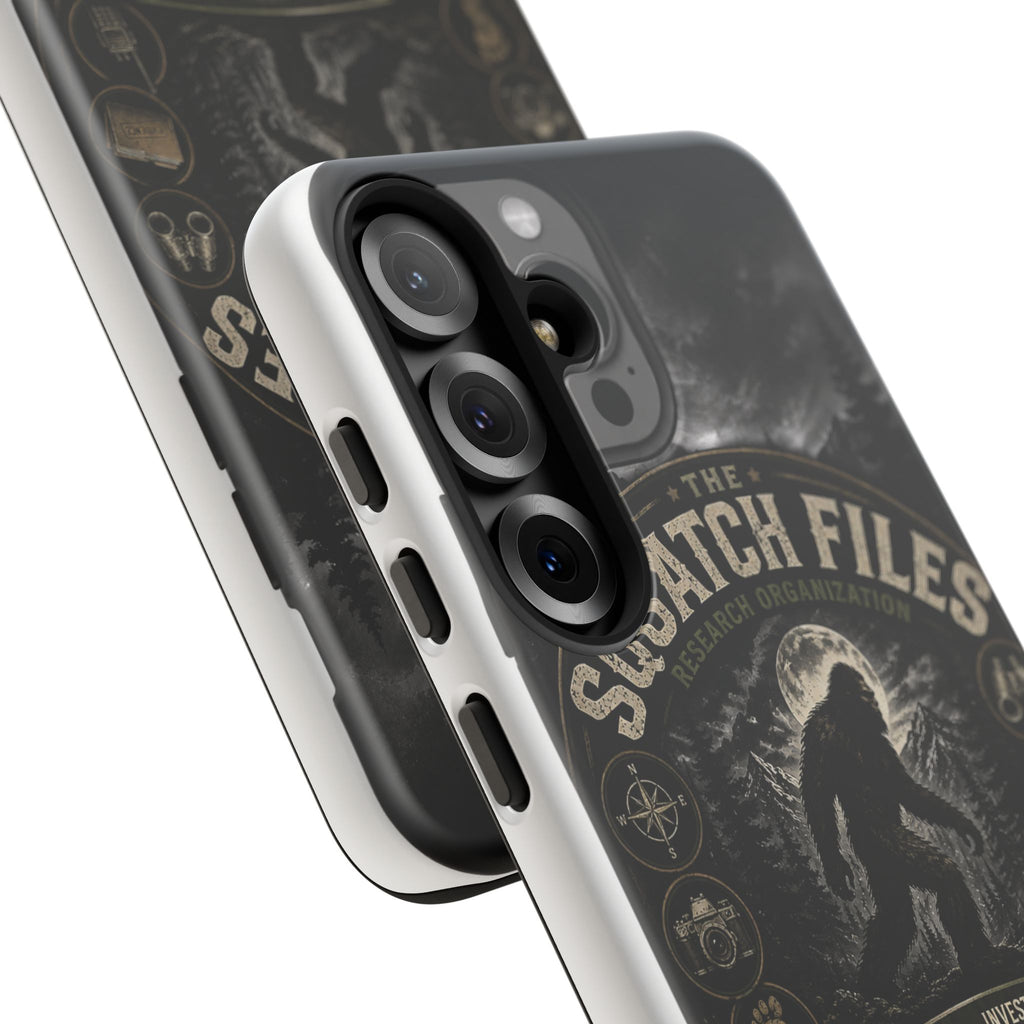 Squatch Files Research Organization Phone Case — Bigfoot Sasquatch Moonlit Forest Design