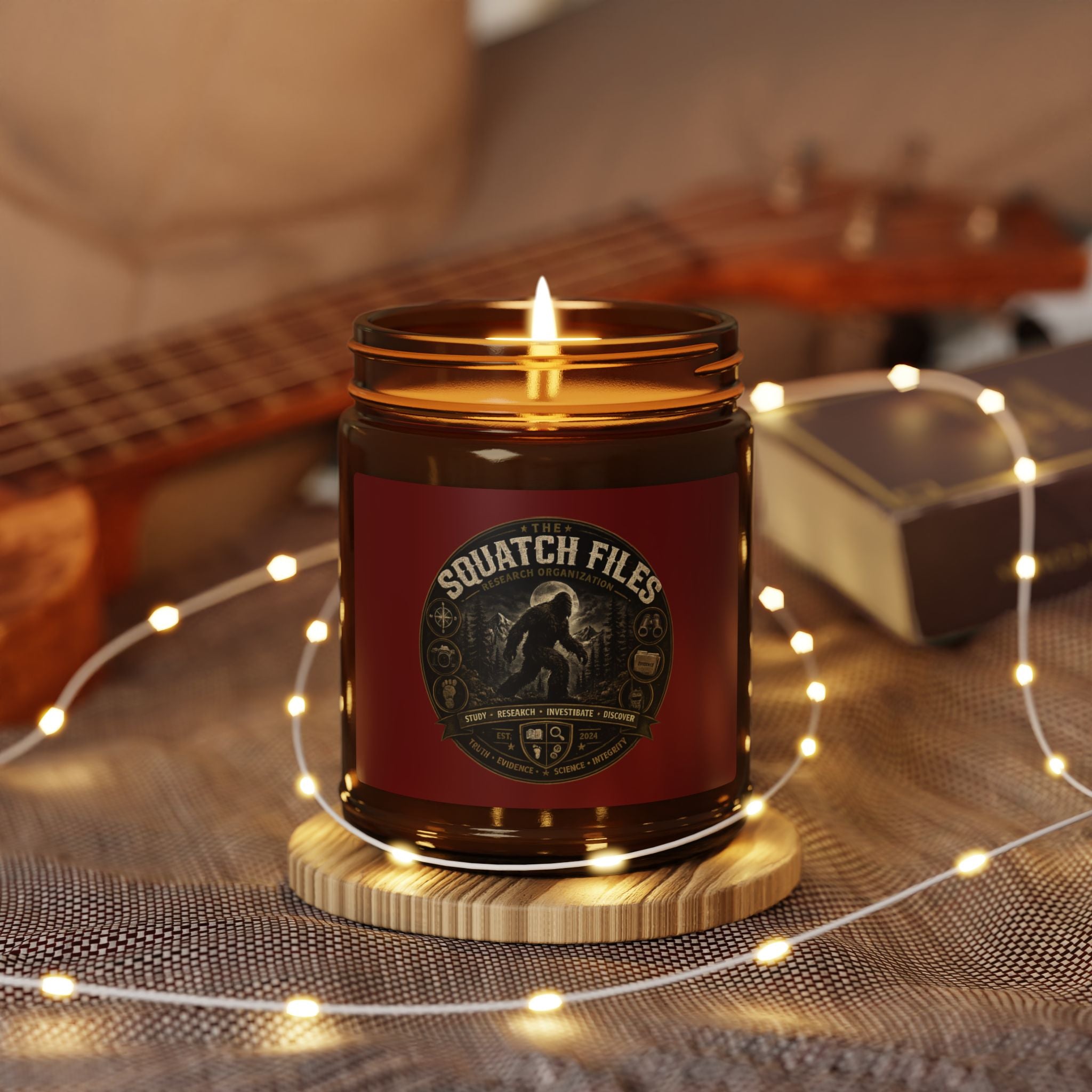 Soy Candle — 'Squatch Files' Amber Jar Scented Candle (Multiple Sizes)