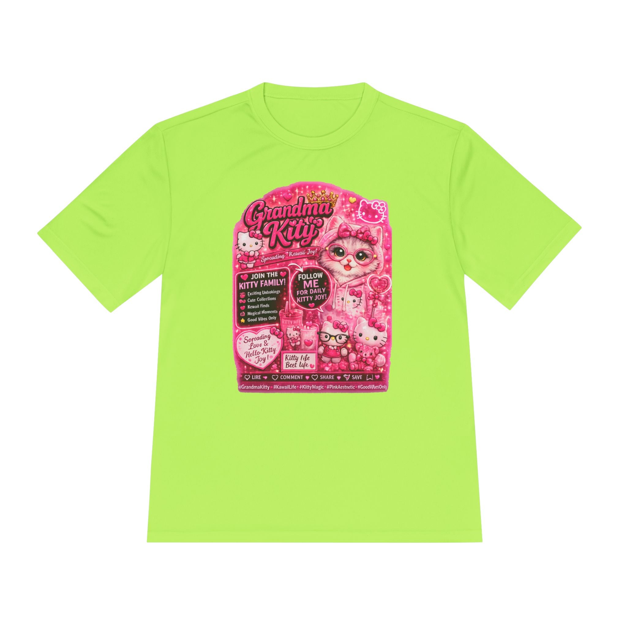Grandma Kitty Graphic Tee — Cute Pink Cat Vintage Patch Design
