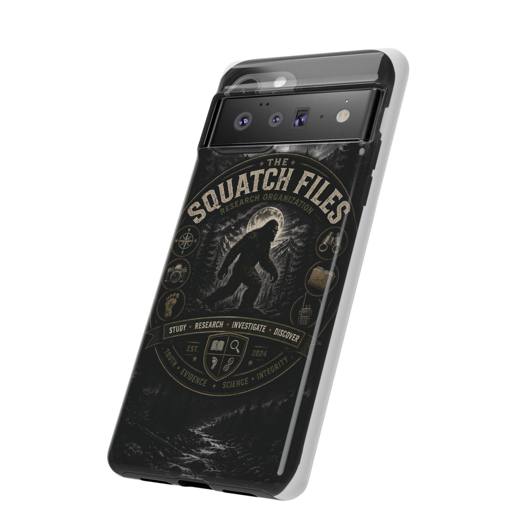 Squatch Files Research Organization Phone Case — Bigfoot Sasquatch Moonlit Forest Design
