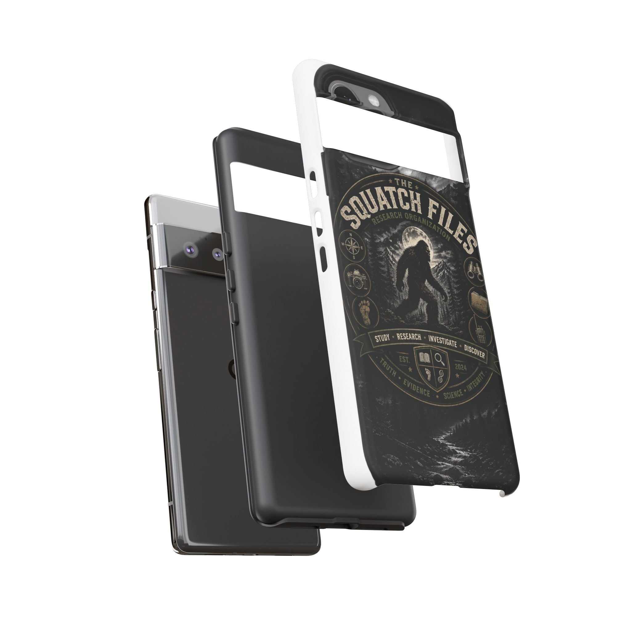 Squatch Files Research Organization Phone Case — Bigfoot Sasquatch Moonlit Forest Design