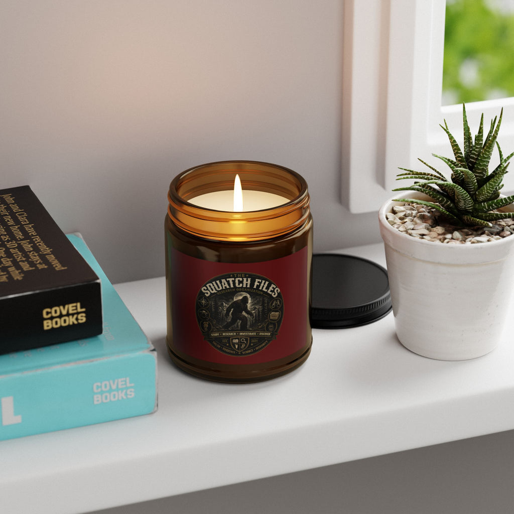 Soy Candle — 'Squatch Files' Amber Jar Scented Candle (Multiple Sizes)