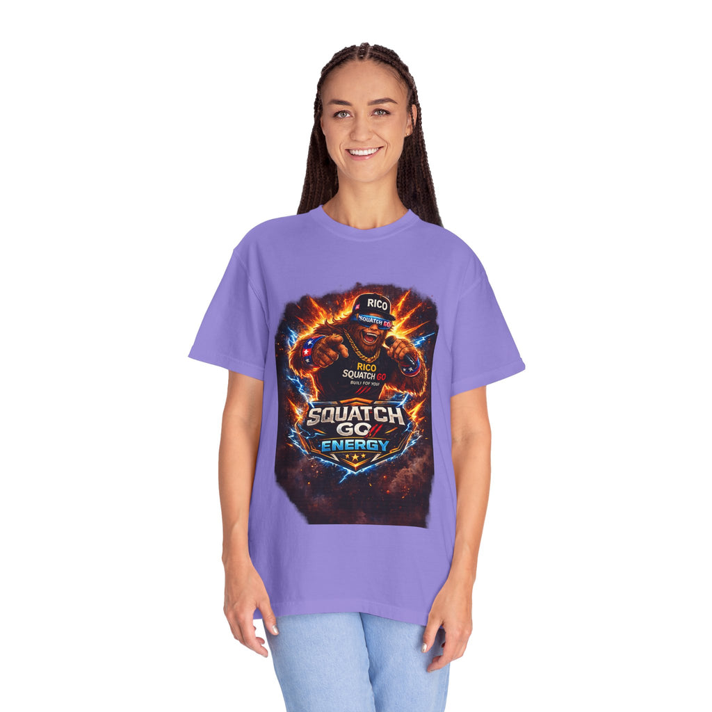 Squatch GC Energy Graphic T-Shirt — Retro Gamer Energy Drink Design