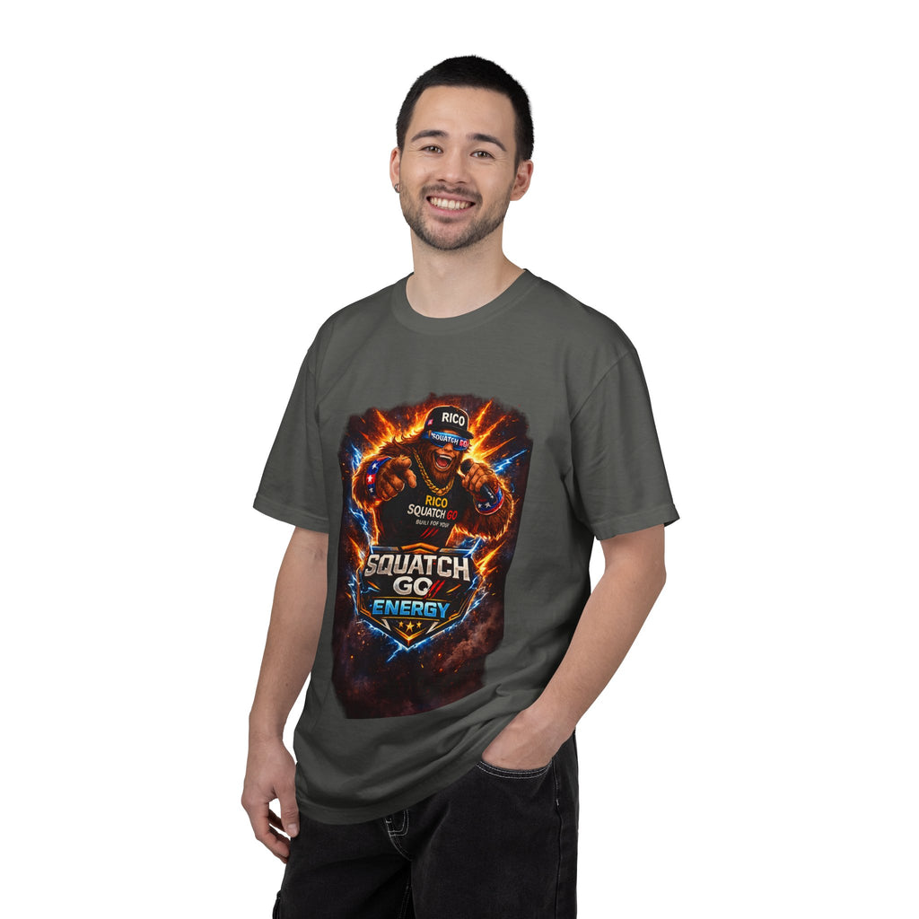 Squatch GC Energy Graphic T-Shirt — Retro Gamer Energy Drink Design