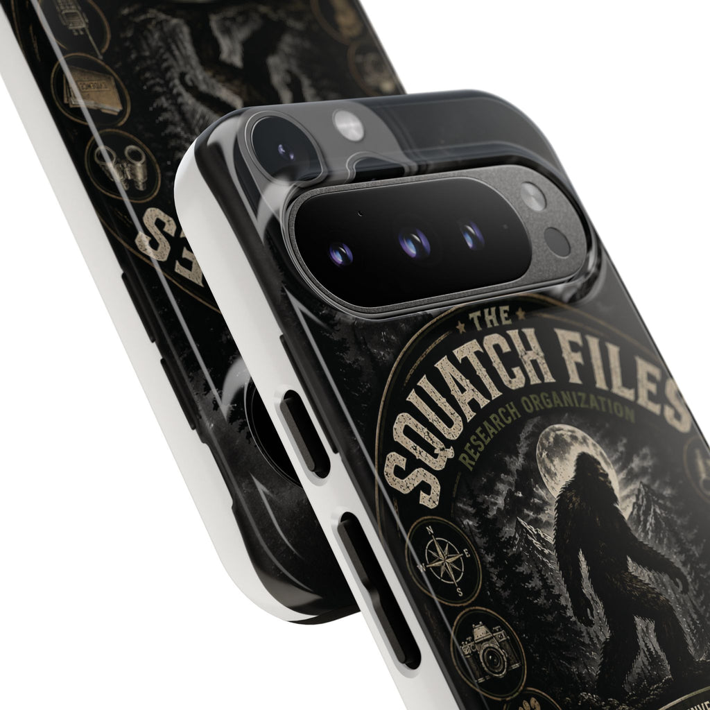 Squatch Files Research Organization Phone Case — Bigfoot Sasquatch Moonlit Forest Design