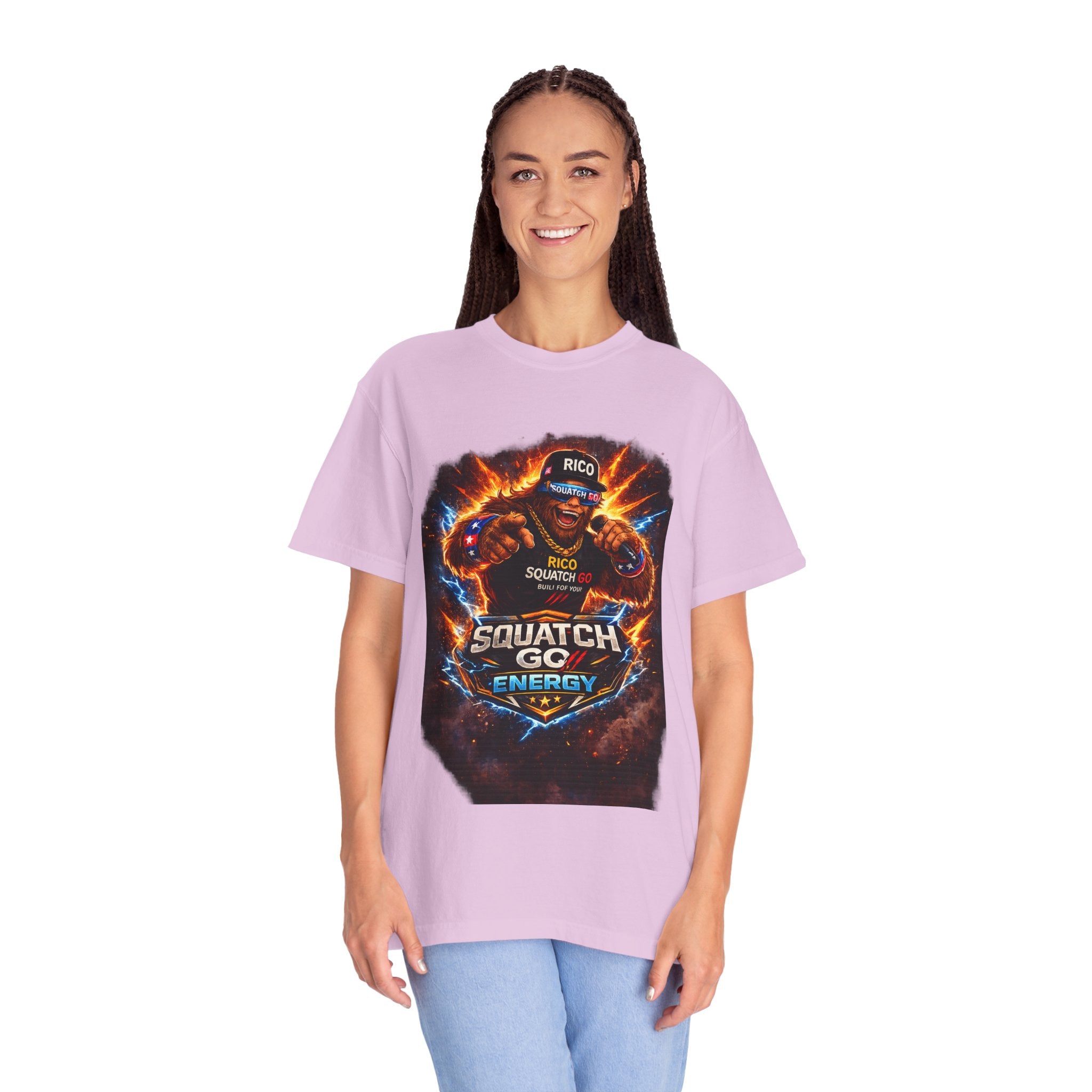 Squatch GC Energy Graphic T-Shirt — Retro Gamer Energy Drink Design