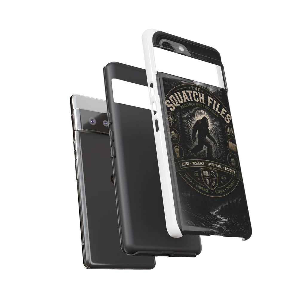 Squatch Files Research Organization Phone Case — Bigfoot Sasquatch Moonlit Forest Design