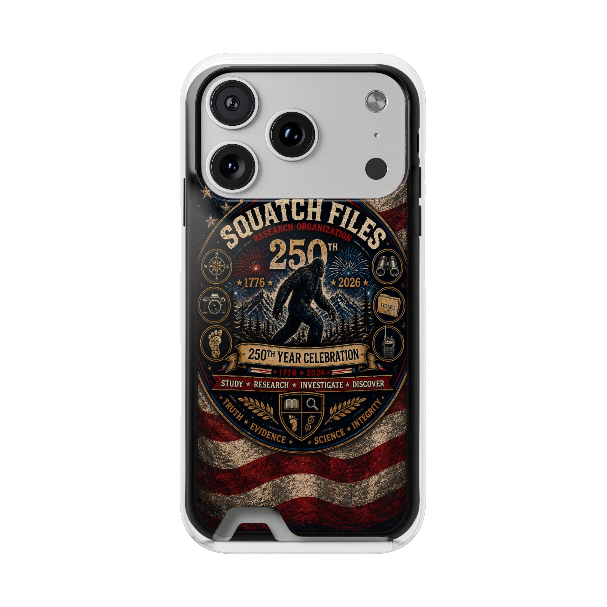 Phone Case — 'The Squatch Files 250th' Card Holder Case (Patriotic Bigfoot Design)