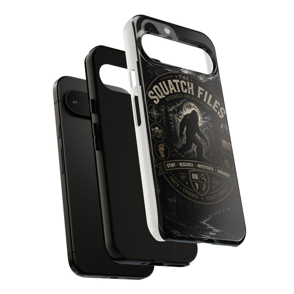 Squatch Files Research Organization Phone Case — Bigfoot Sasquatch Moonlit Forest Design
