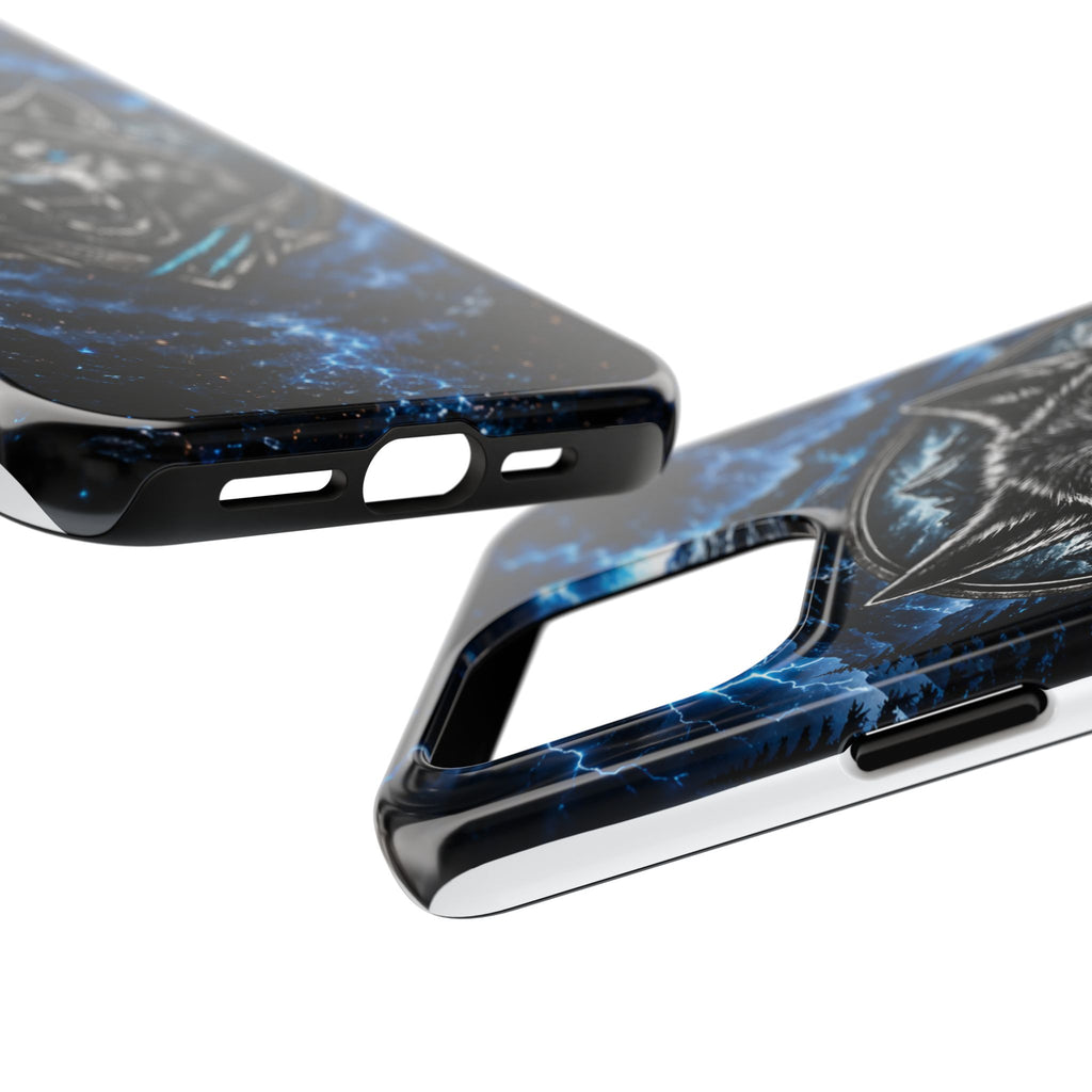 Wolf Thunder Tough Phone Case — Rugged Protective Case with Blue Lightning Wolf Design