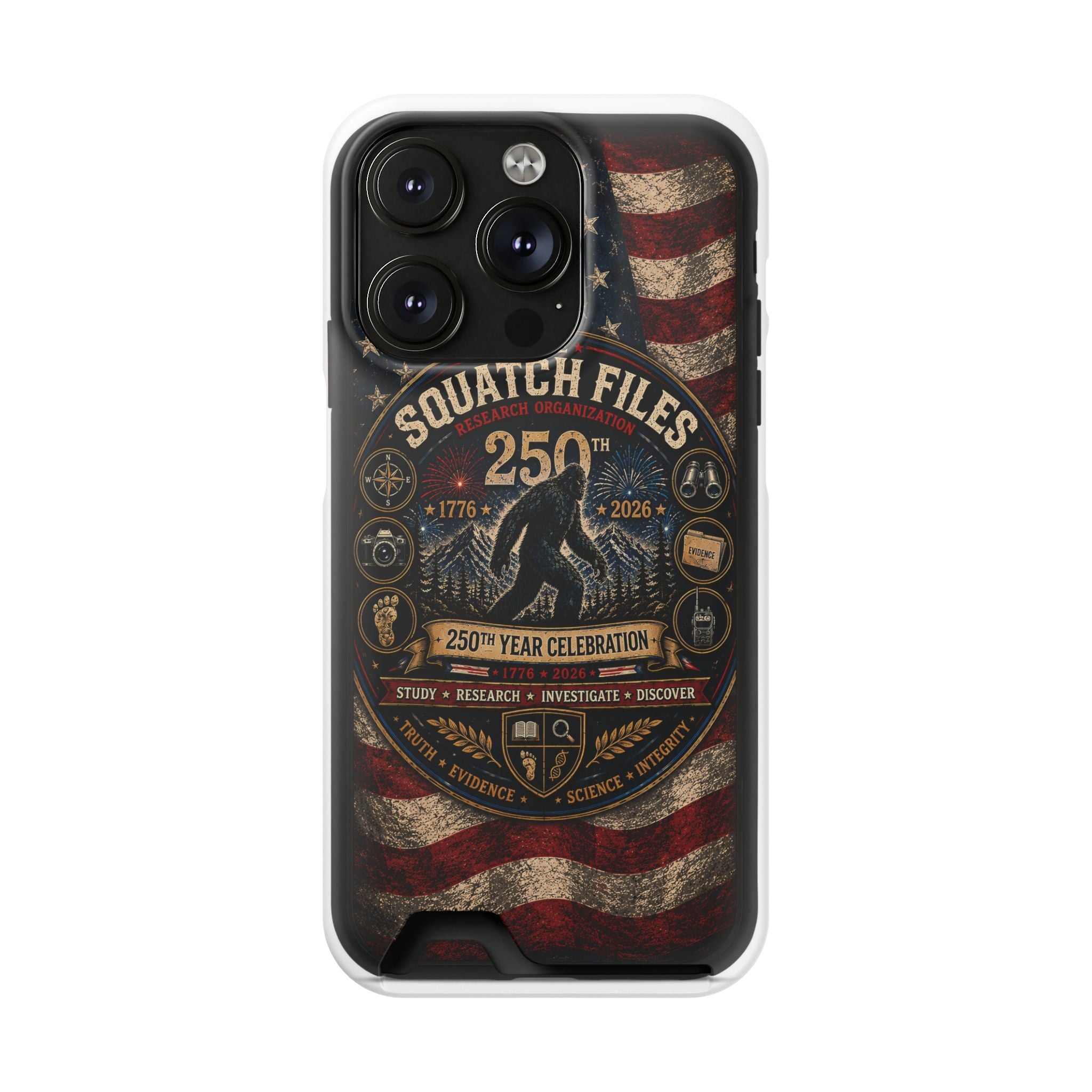 Phone Case — 'The Squatch Files 250th' Card Holder Case (Patriotic Bigfoot Design)