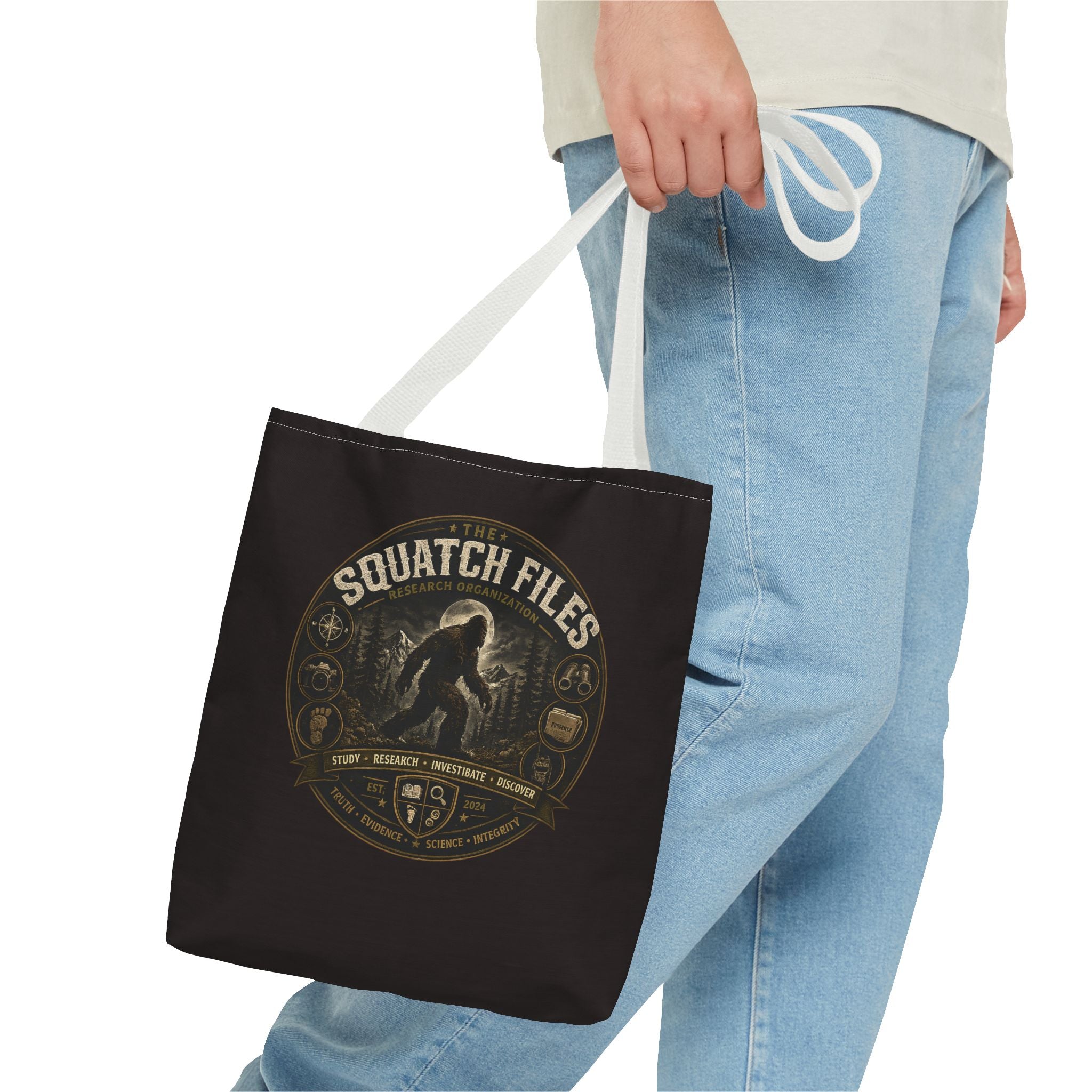 Squatch Files Tote Bag — Bigfoot Investigation Graphic Tote
