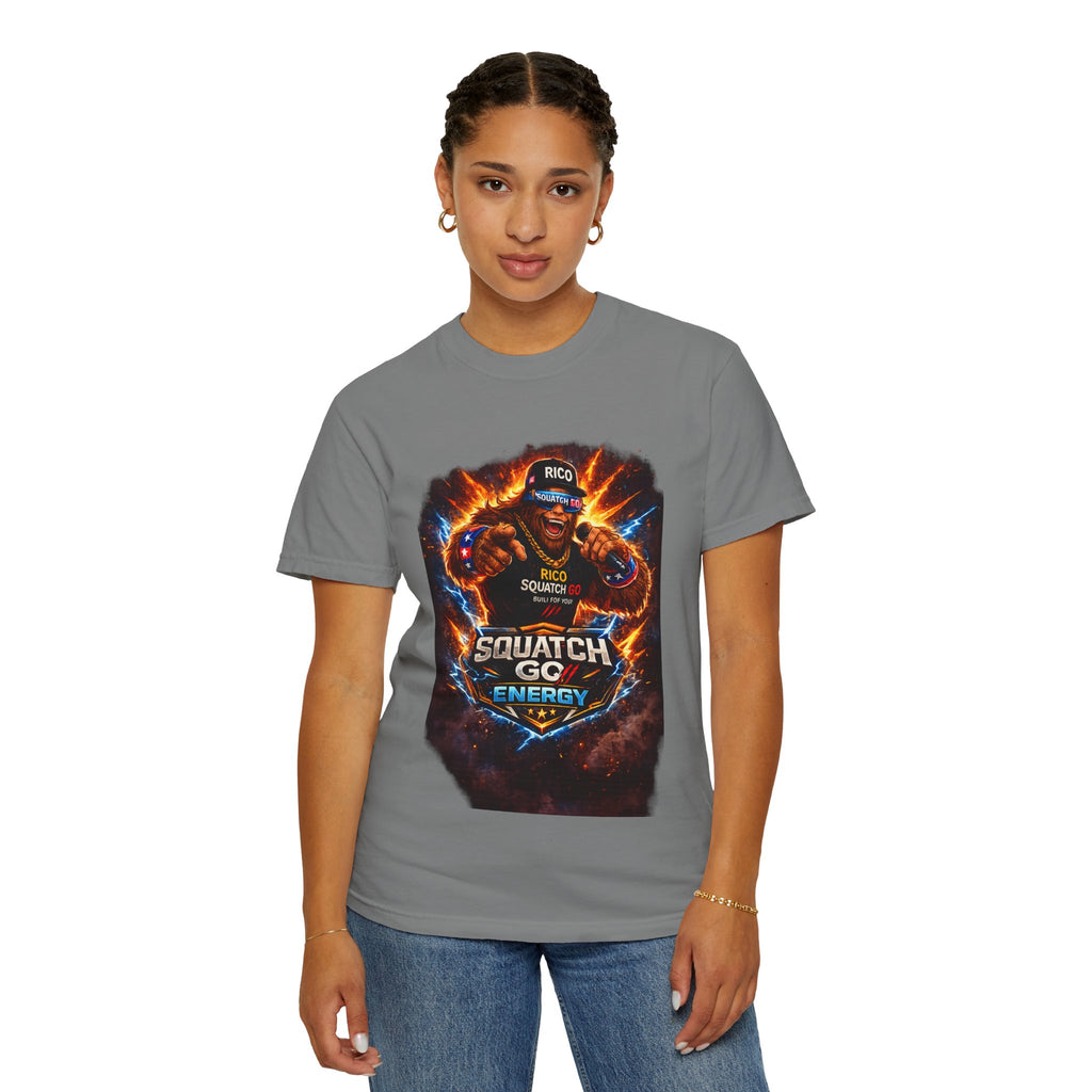 Squatch GC Energy Graphic T-Shirt — Retro Gamer Energy Drink Design
