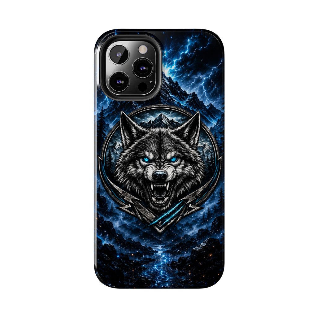 Wolf Thunder Tough Phone Case — Rugged Protective Case with Blue Lightning Wolf Design
