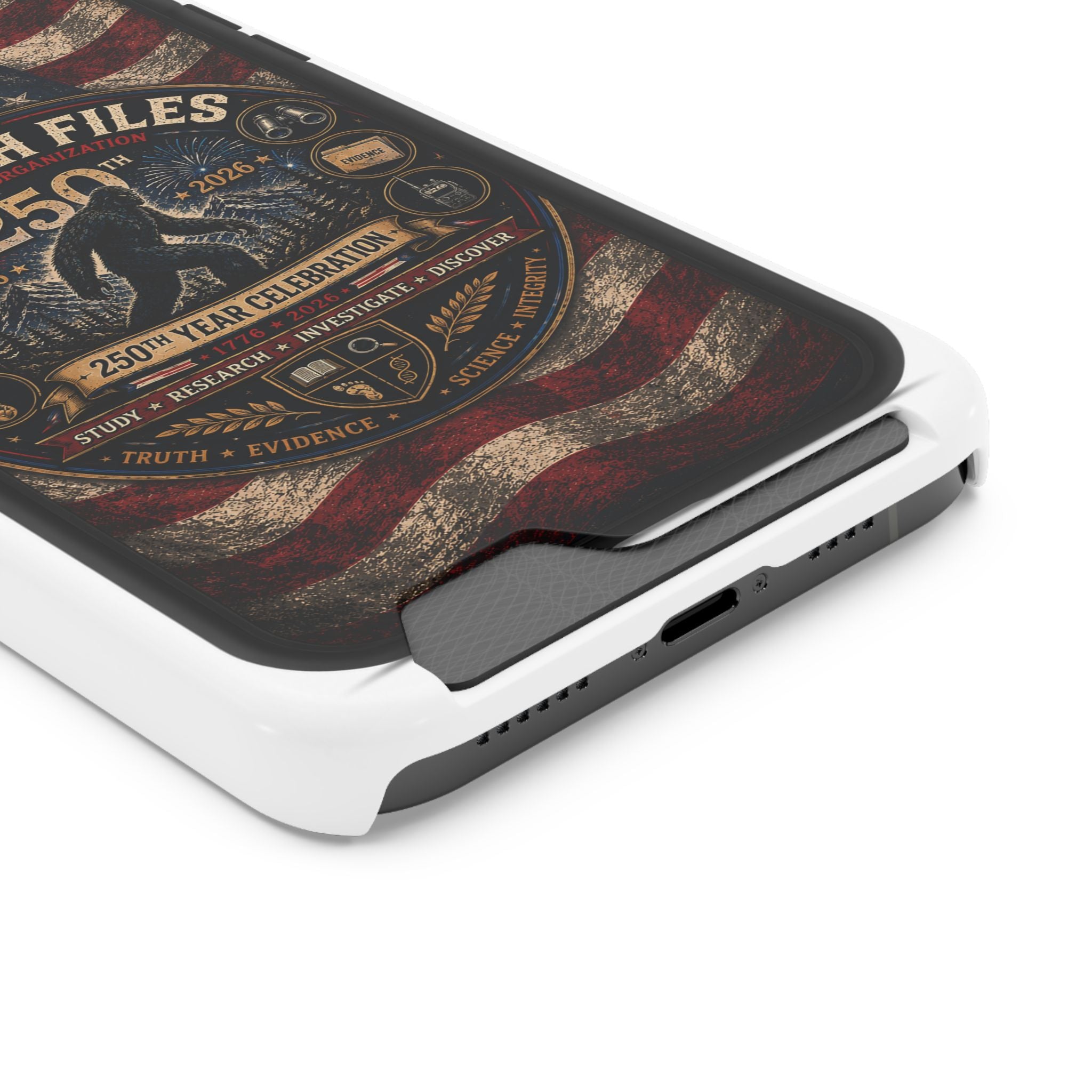Phone Case — 'The Squatch Files 250th' Card Holder Case (Patriotic Bigfoot Design)