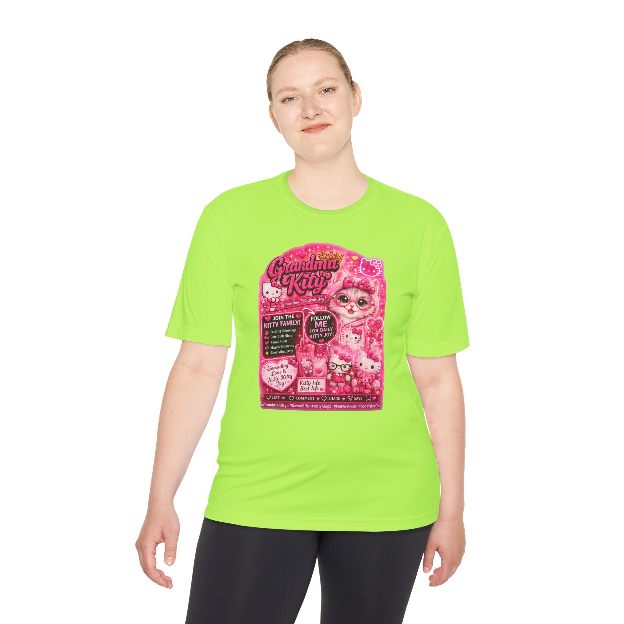 Grandma Kitty Graphic Tee — Cute Pink Cat Vintage Patch Design