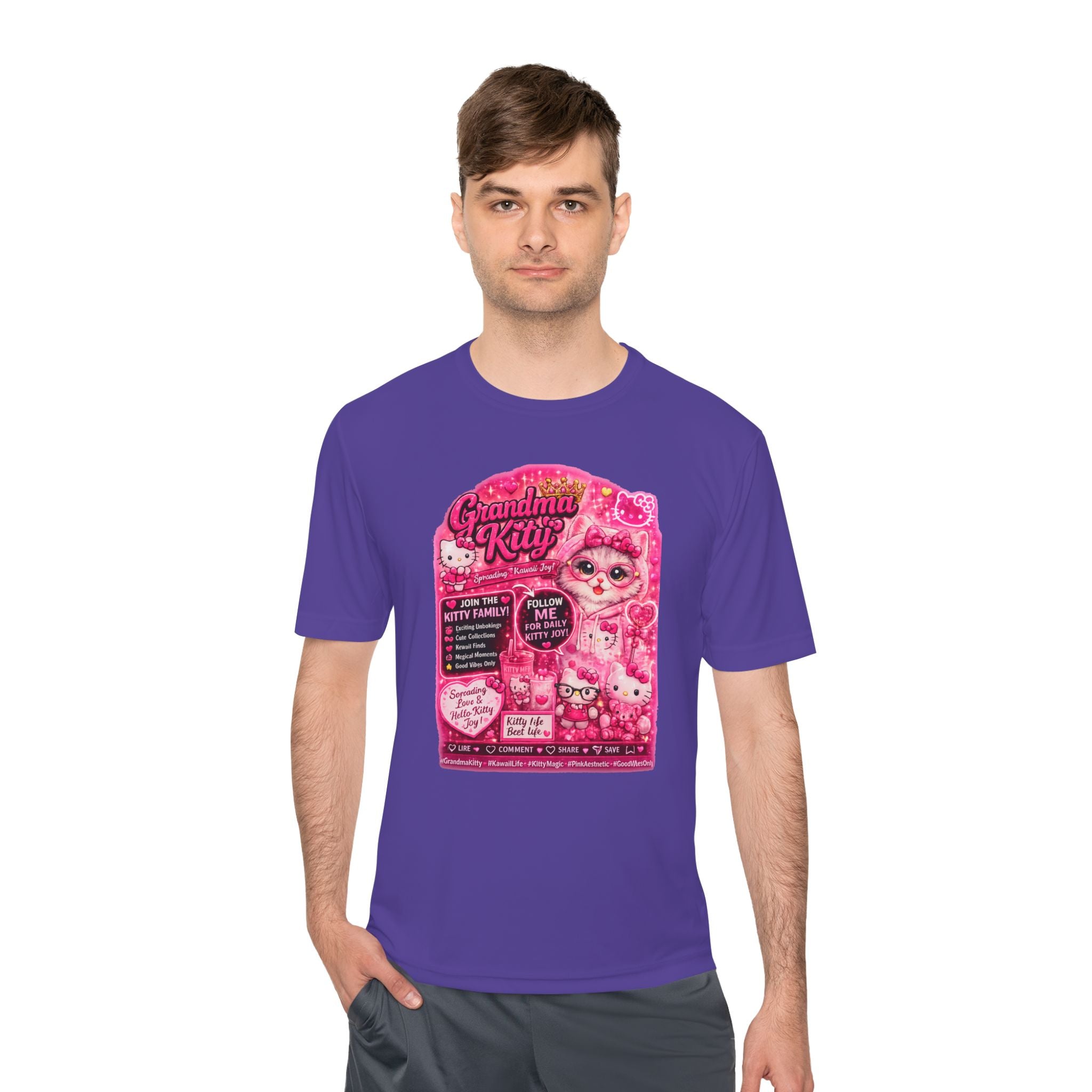 Grandma Kitty Graphic Tee — Cute Pink Cat Vintage Patch Design