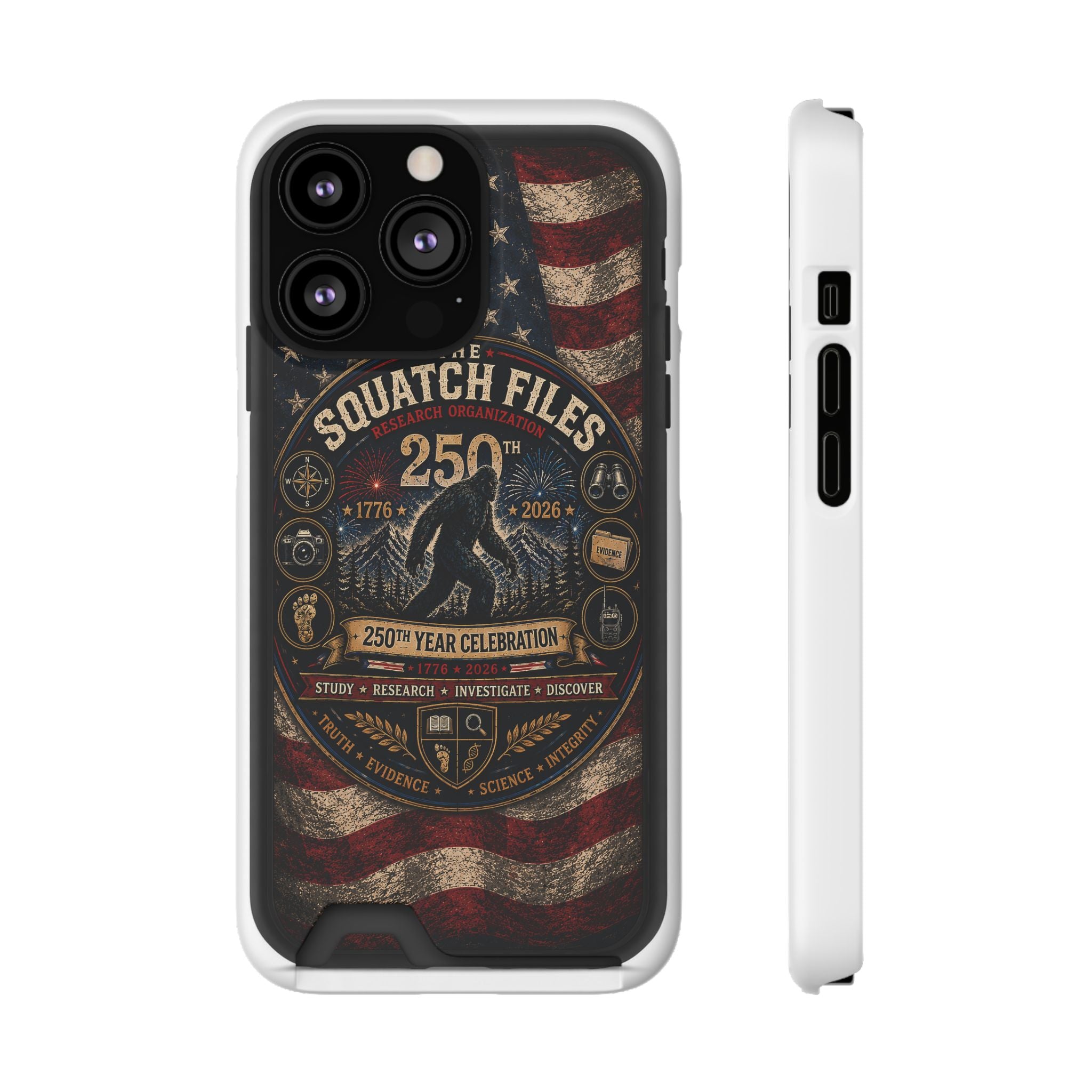 Phone Case — 'The Squatch Files 250th' Card Holder Case (Patriotic Bigfoot Design)