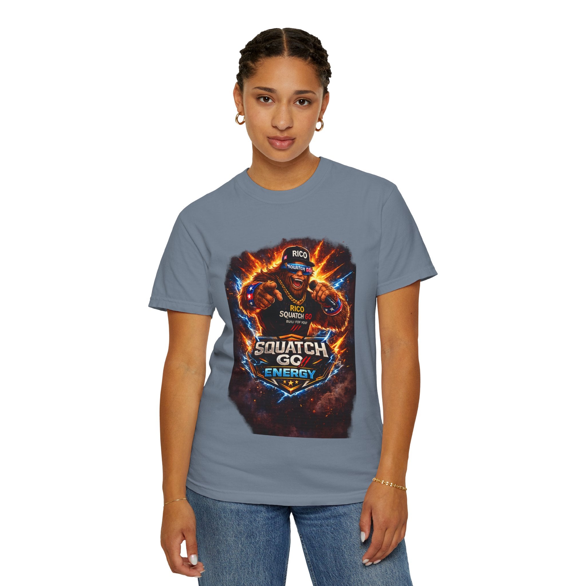 Squatch GC Energy Graphic T-Shirt — Retro Gamer Energy Drink Design