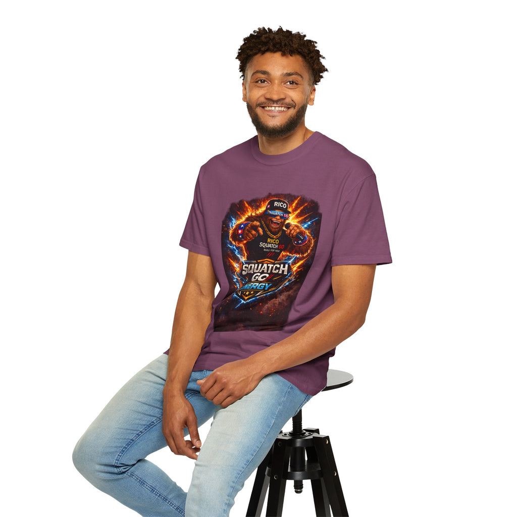 Squatch GC Energy Graphic T-Shirt — Retro Gamer Energy Drink Design