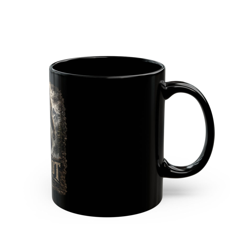 Bigfoot Legend Is Real Black Coffee Mug — Sasquatch Woodland Adventure 11oz/15oz