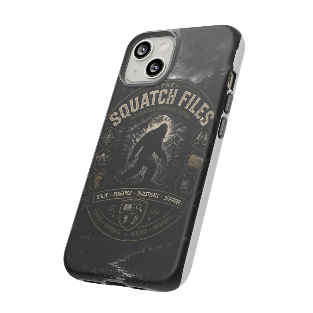 Squatch Files Research Organization Phone Case — Bigfoot Sasquatch Moonlit Forest Design