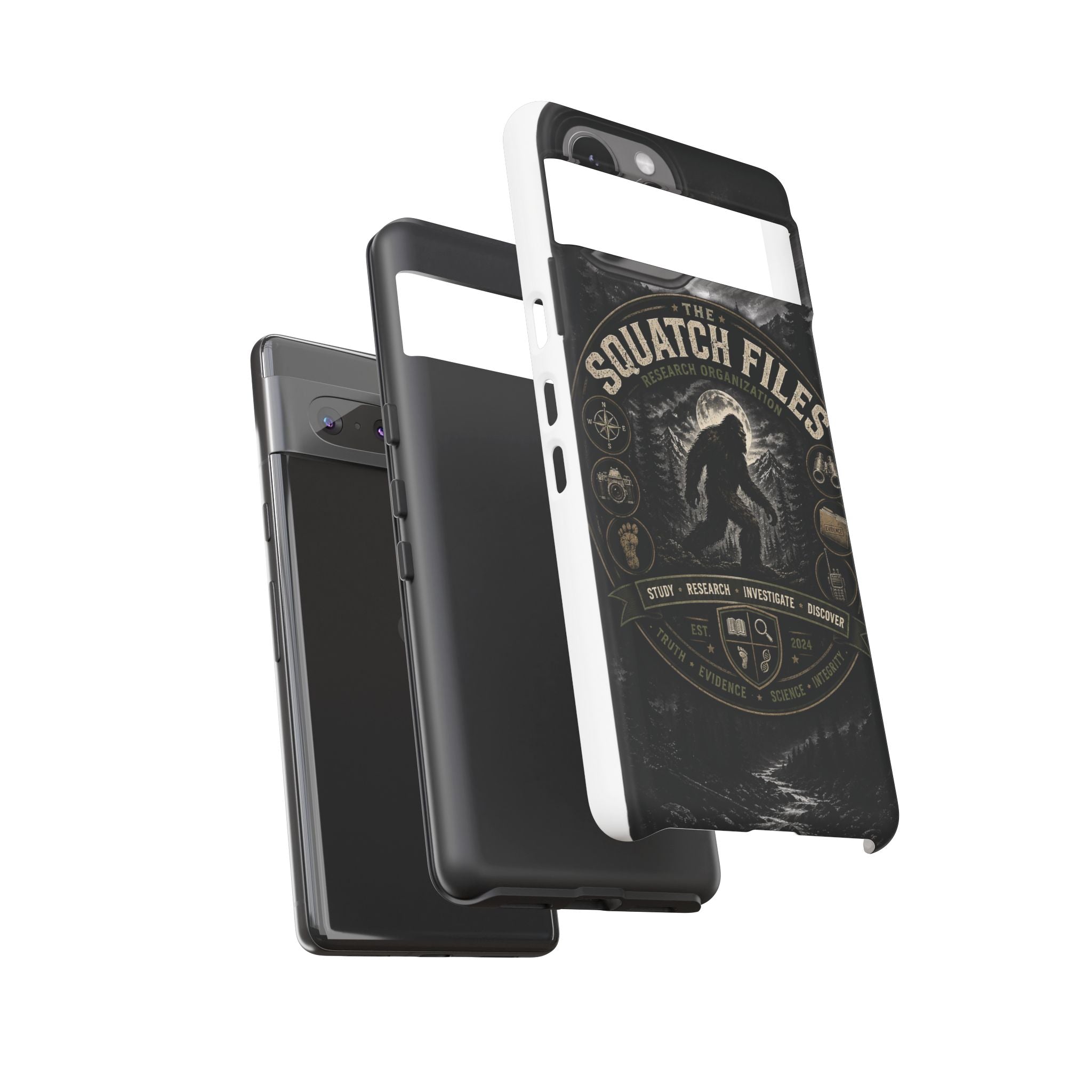 Squatch Files Research Organization Phone Case — Bigfoot Sasquatch Moonlit Forest Design