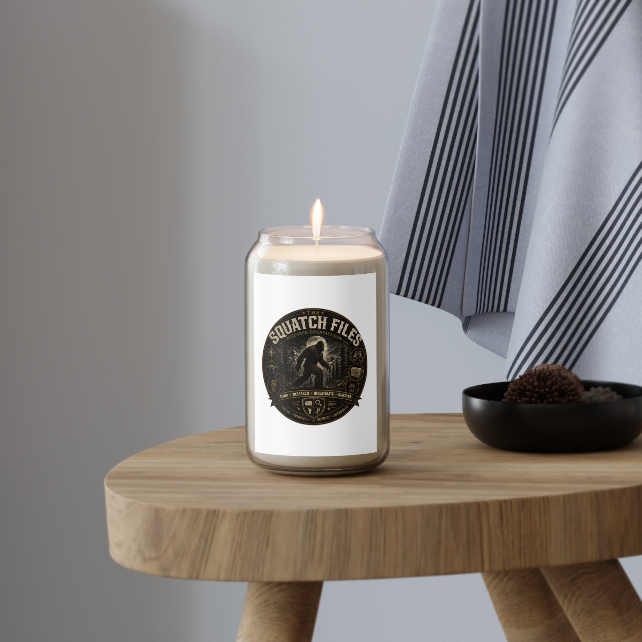 Scented Soy Candle — “The Squatch Files” 13.75oz | Forest & Campfire Aroma