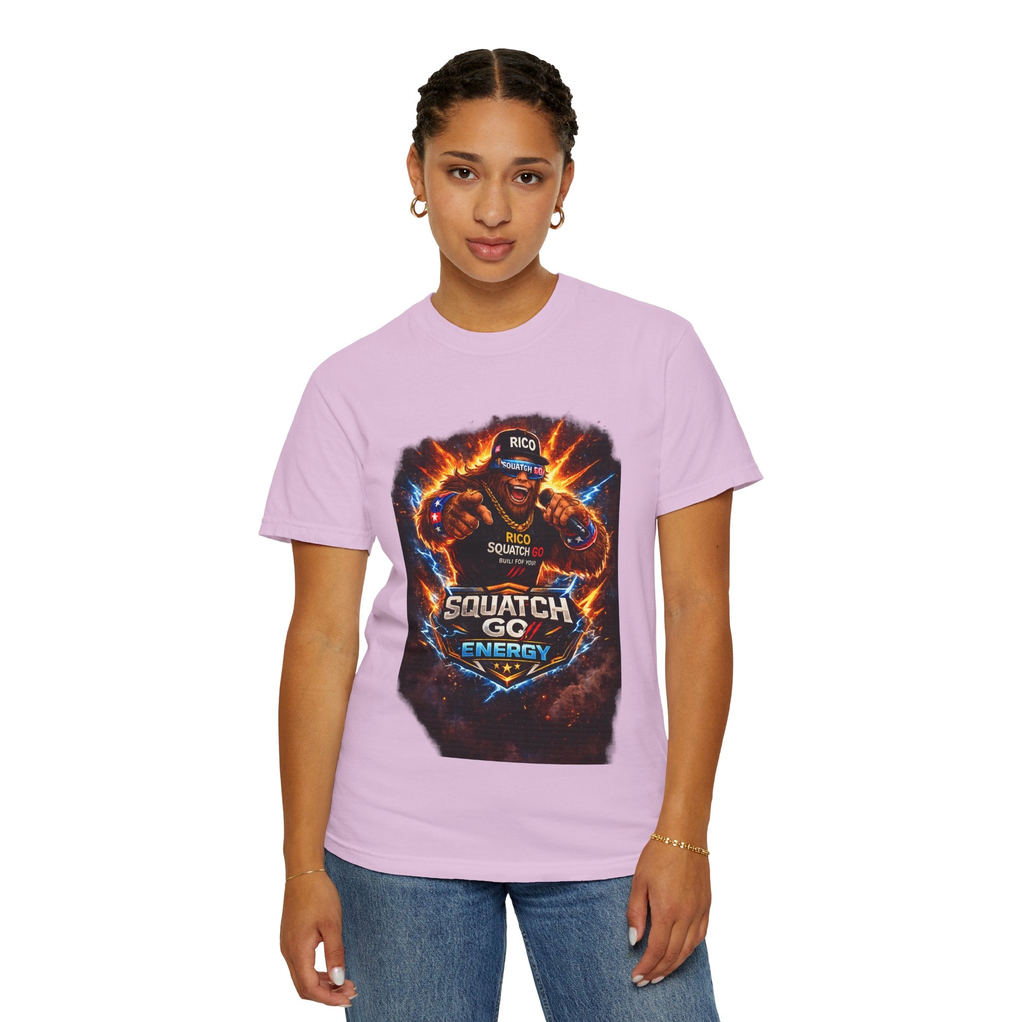 Squatch GC Energy Graphic T-Shirt — Retro Gamer Energy Drink Design