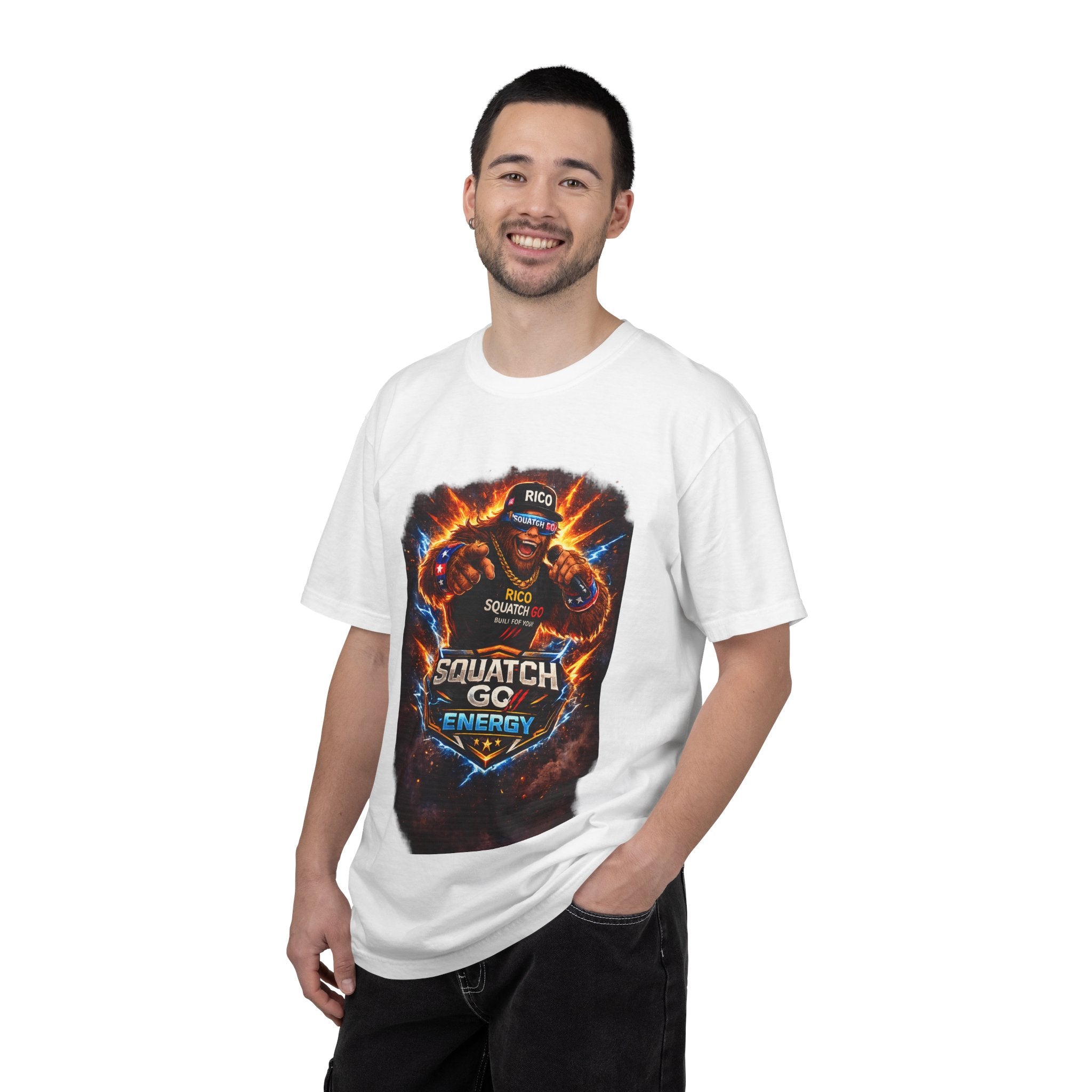 Squatch GC Energy Graphic T-Shirt — Retro Gamer Energy Drink Design