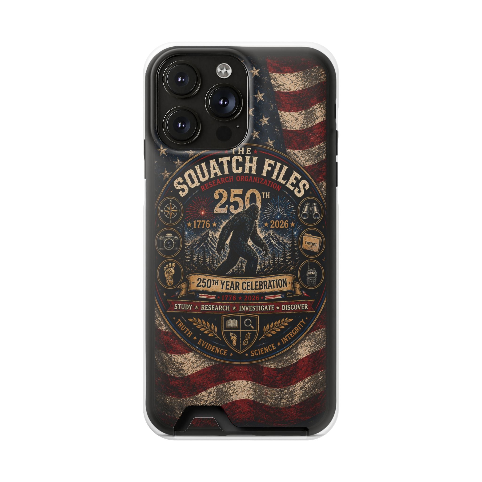 Phone Case — 'The Squatch Files 250th' Card Holder Case (Patriotic Bigfoot Design)