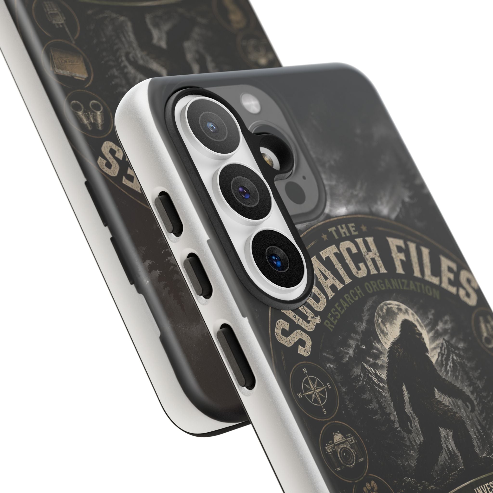 Squatch Files Research Organization Phone Case — Bigfoot Sasquatch Moonlit Forest Design