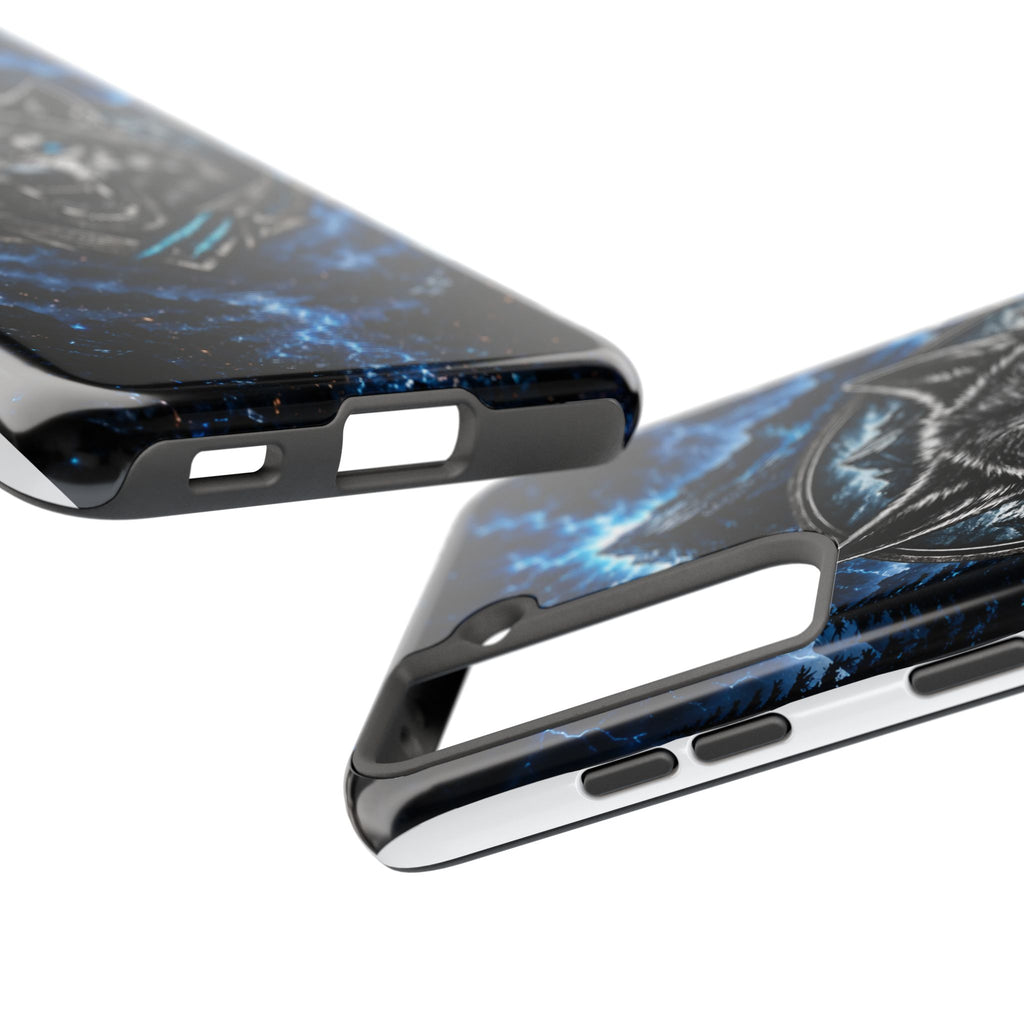 Wolf Thunder Tough Phone Case — Rugged Protective Case with Blue Lightning Wolf Design