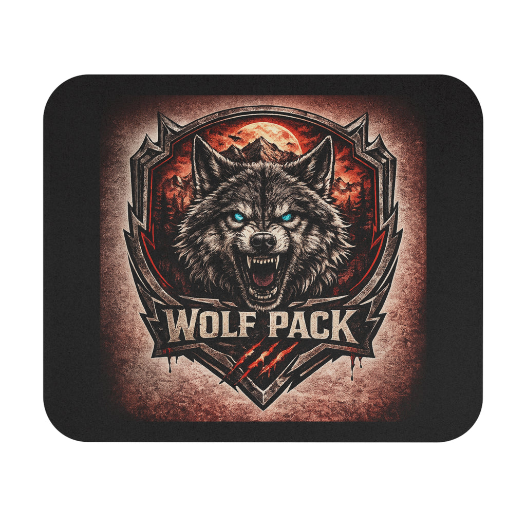 Wolf Pack Gaming Mouse Pad — Fierce Wolf Emblem Desk Mat
