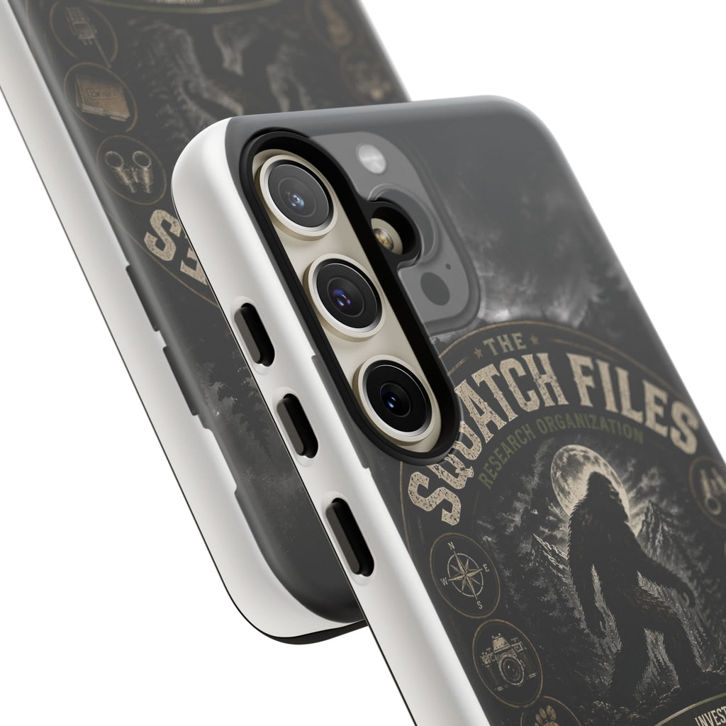 Squatch Files Research Organization Phone Case — Bigfoot Sasquatch Moonlit Forest Design