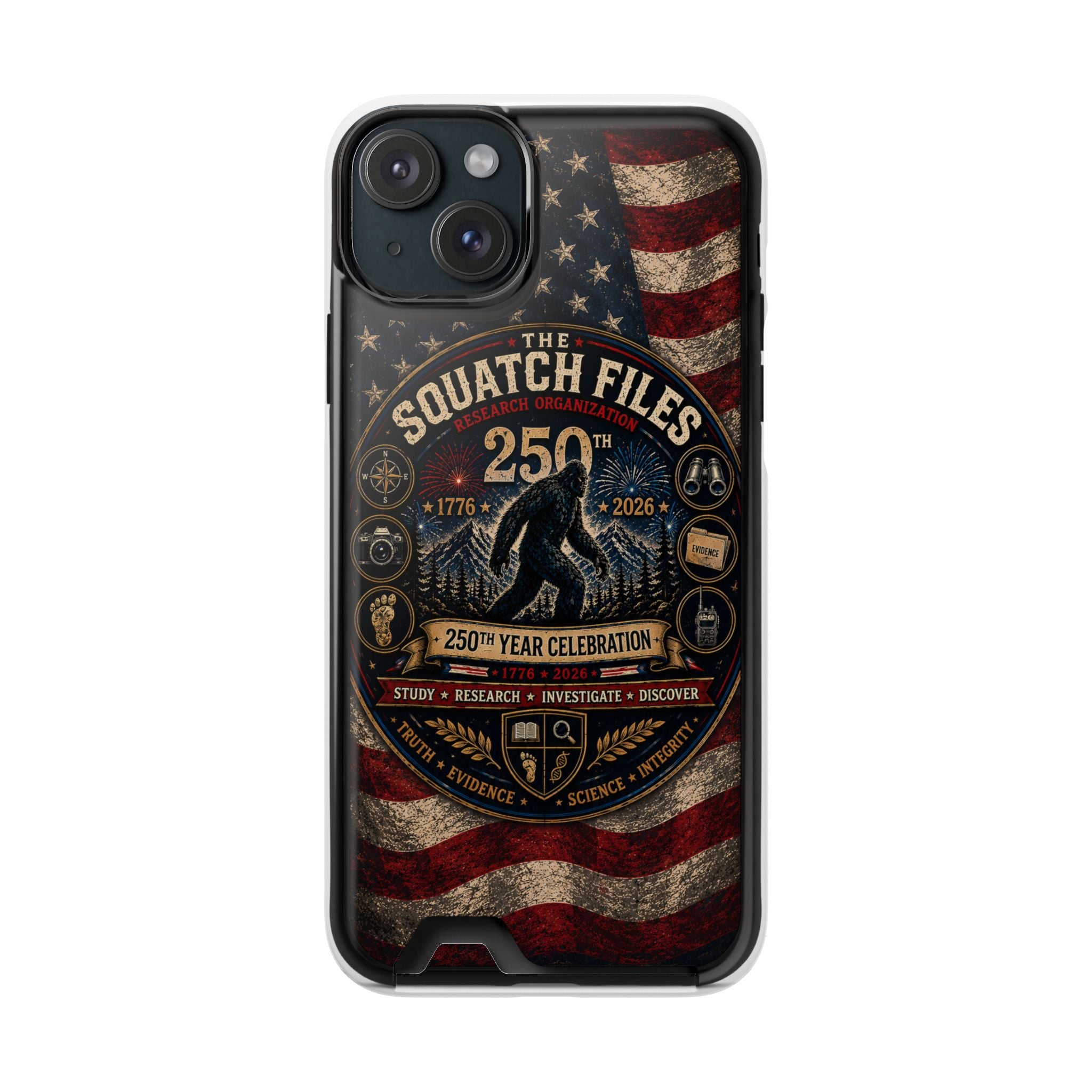 Phone Case — 'The Squatch Files 250th' Card Holder Case (Patriotic Bigfoot Design)