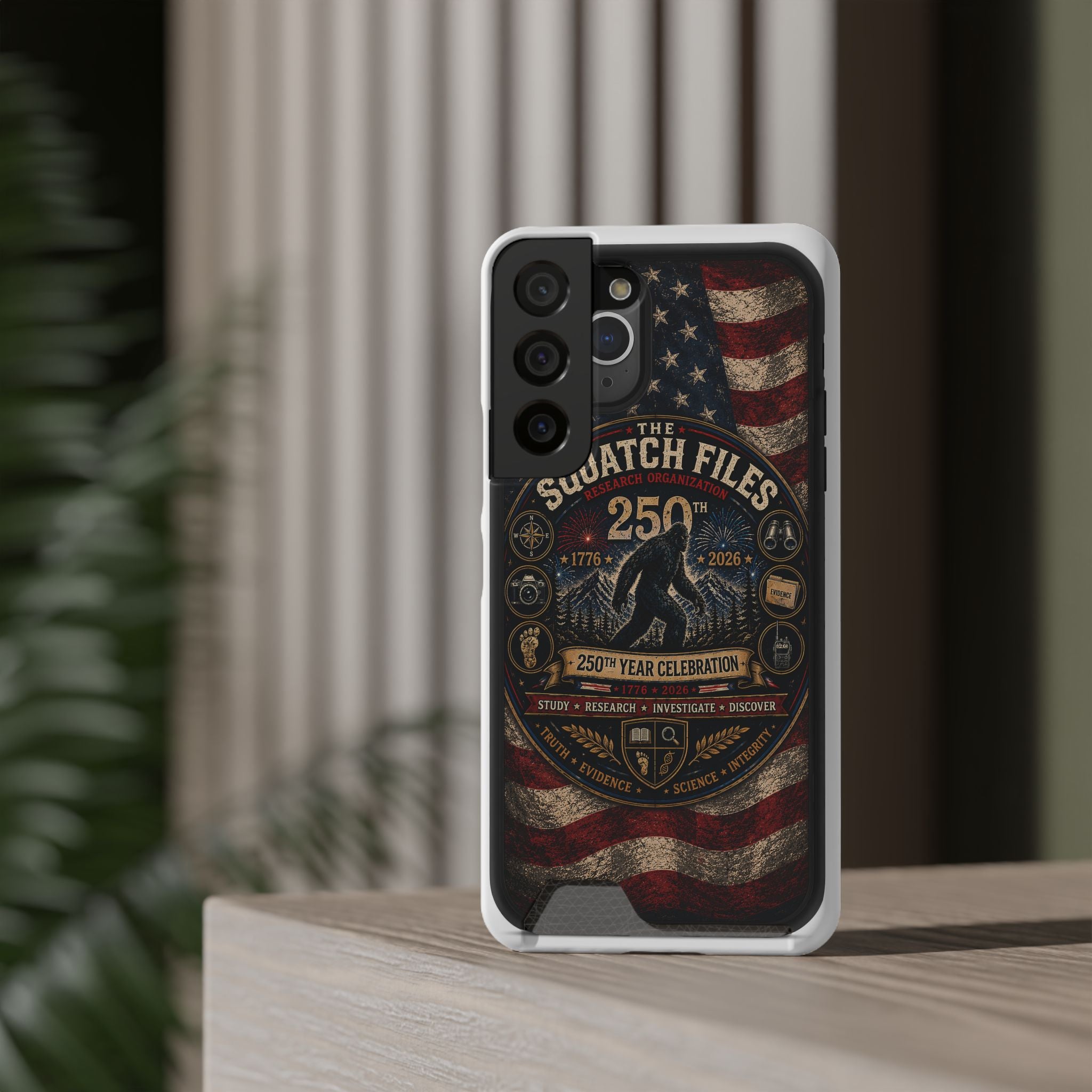 Phone Case — 'The Squatch Files 250th' Card Holder Case (Patriotic Bigfoot Design)