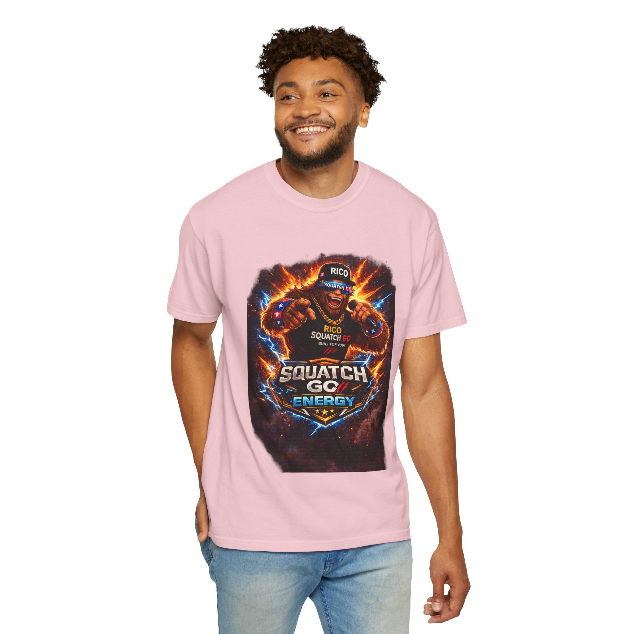 Squatch GC Energy Graphic T-Shirt — Retro Gamer Energy Drink Design