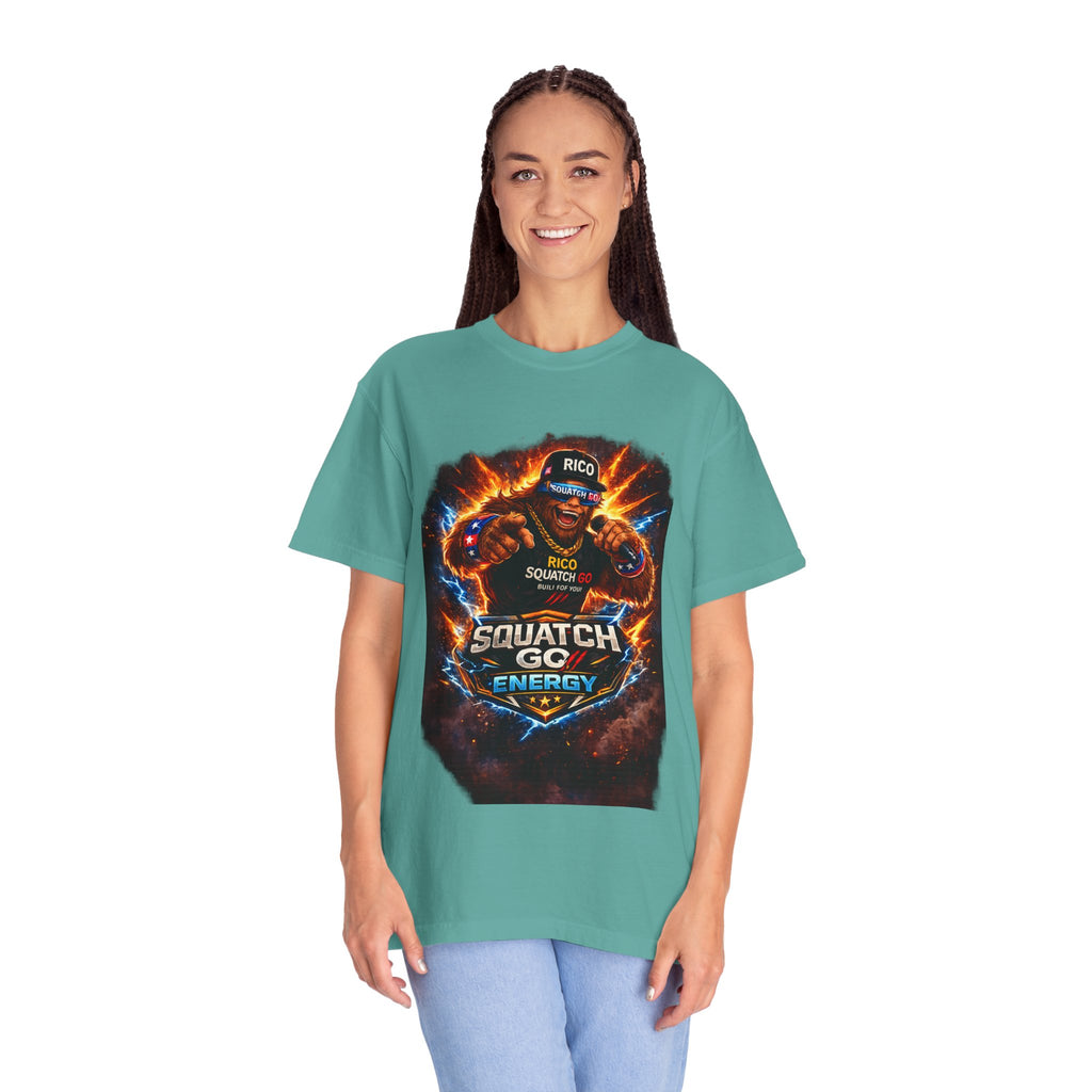 Squatch GC Energy Graphic T-Shirt — Retro Gamer Energy Drink Design