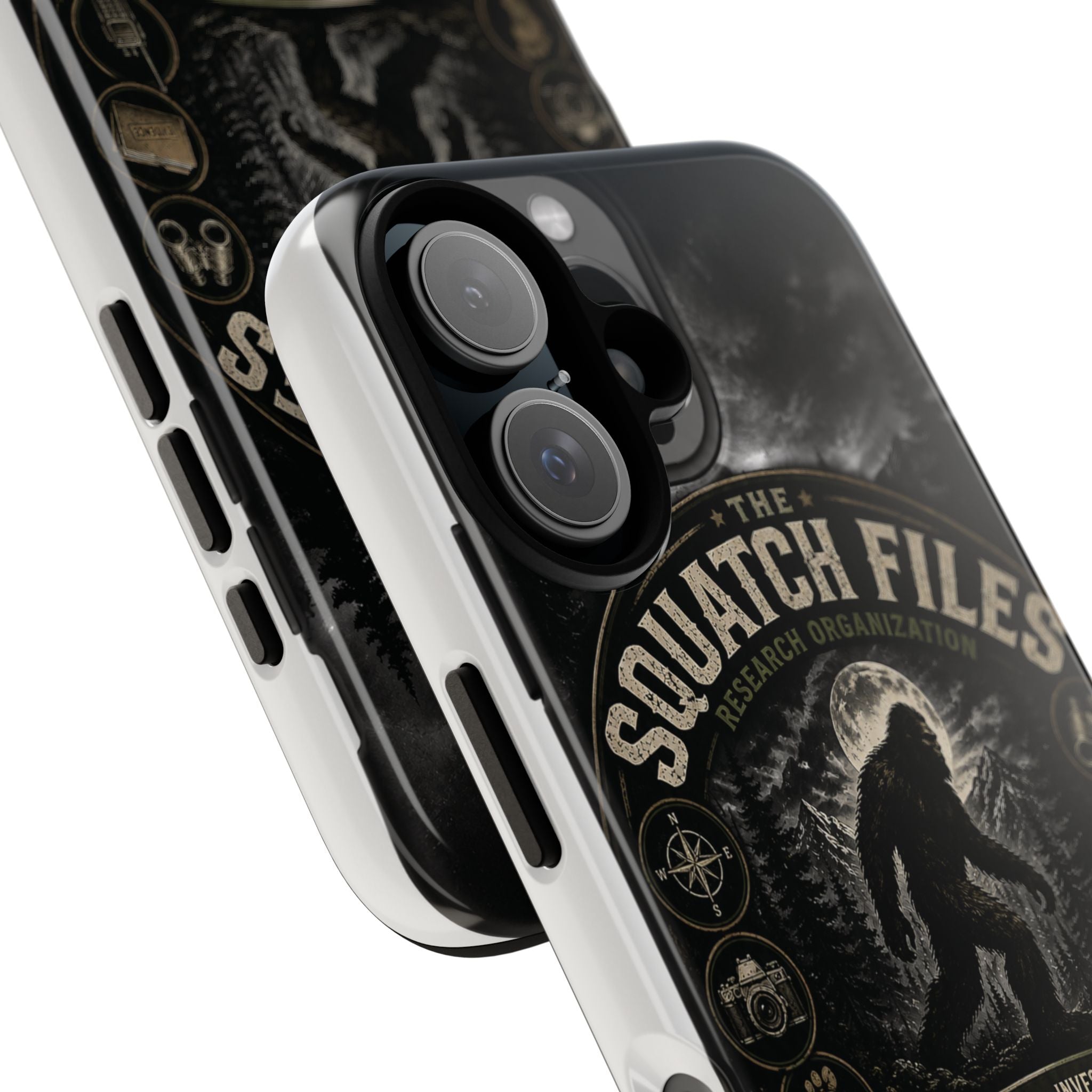 Squatch Files Research Organization Phone Case — Bigfoot Sasquatch Moonlit Forest Design