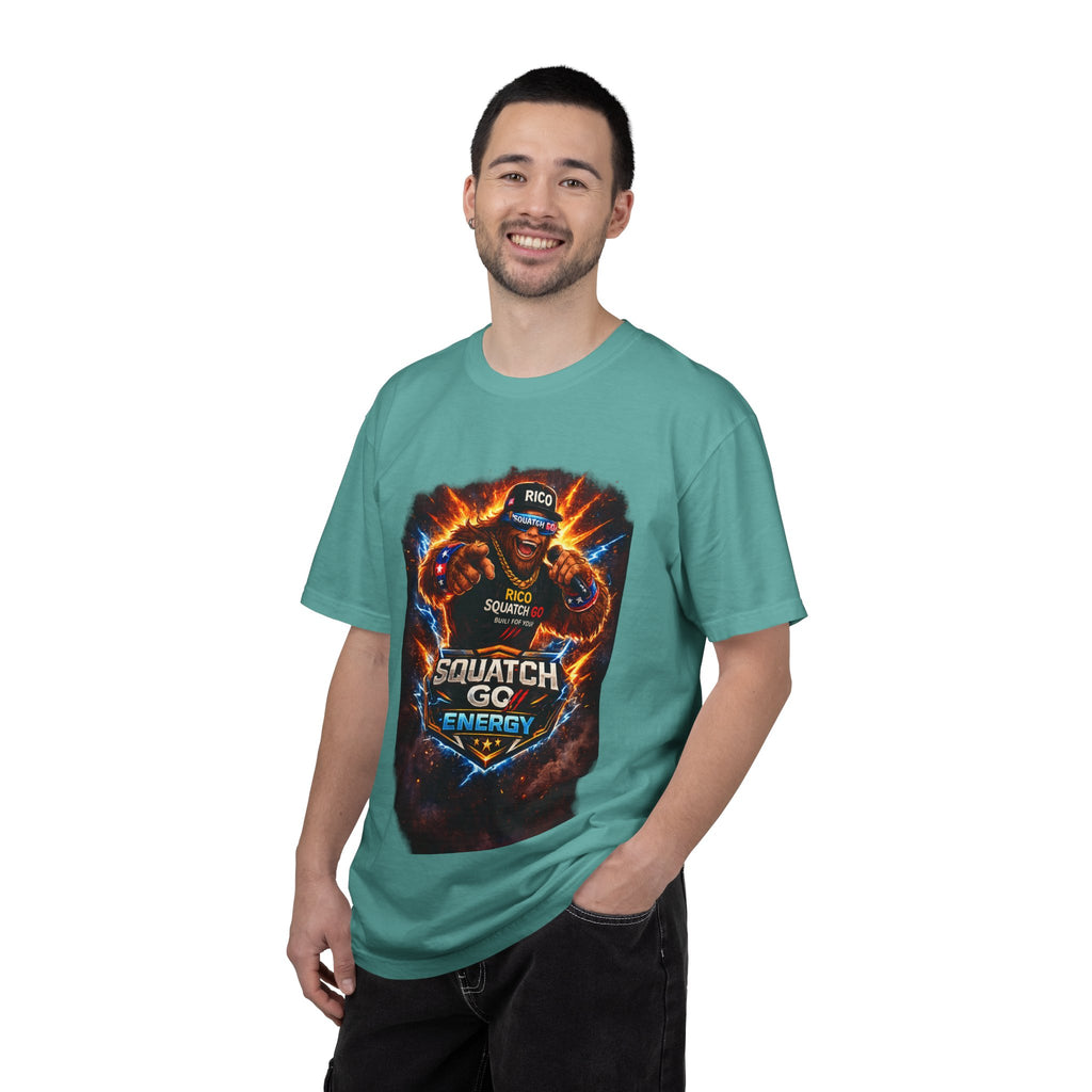 Squatch GC Energy Graphic T-Shirt — Retro Gamer Energy Drink Design