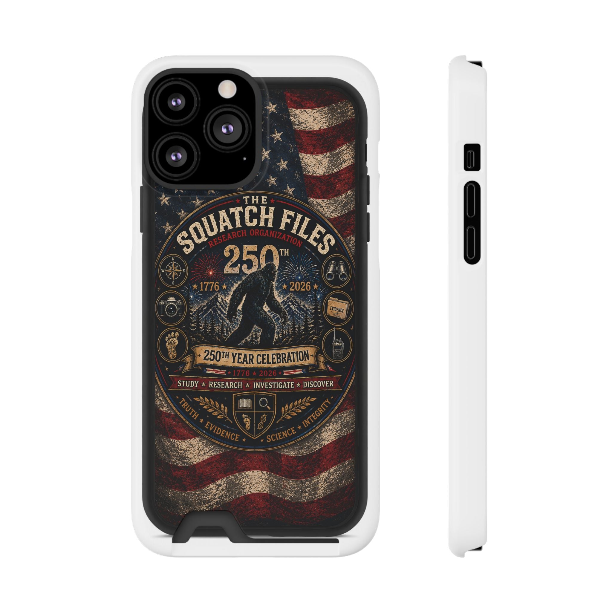 Phone Case — 'The Squatch Files 250th' Card Holder Case (Patriotic Bigfoot Design)