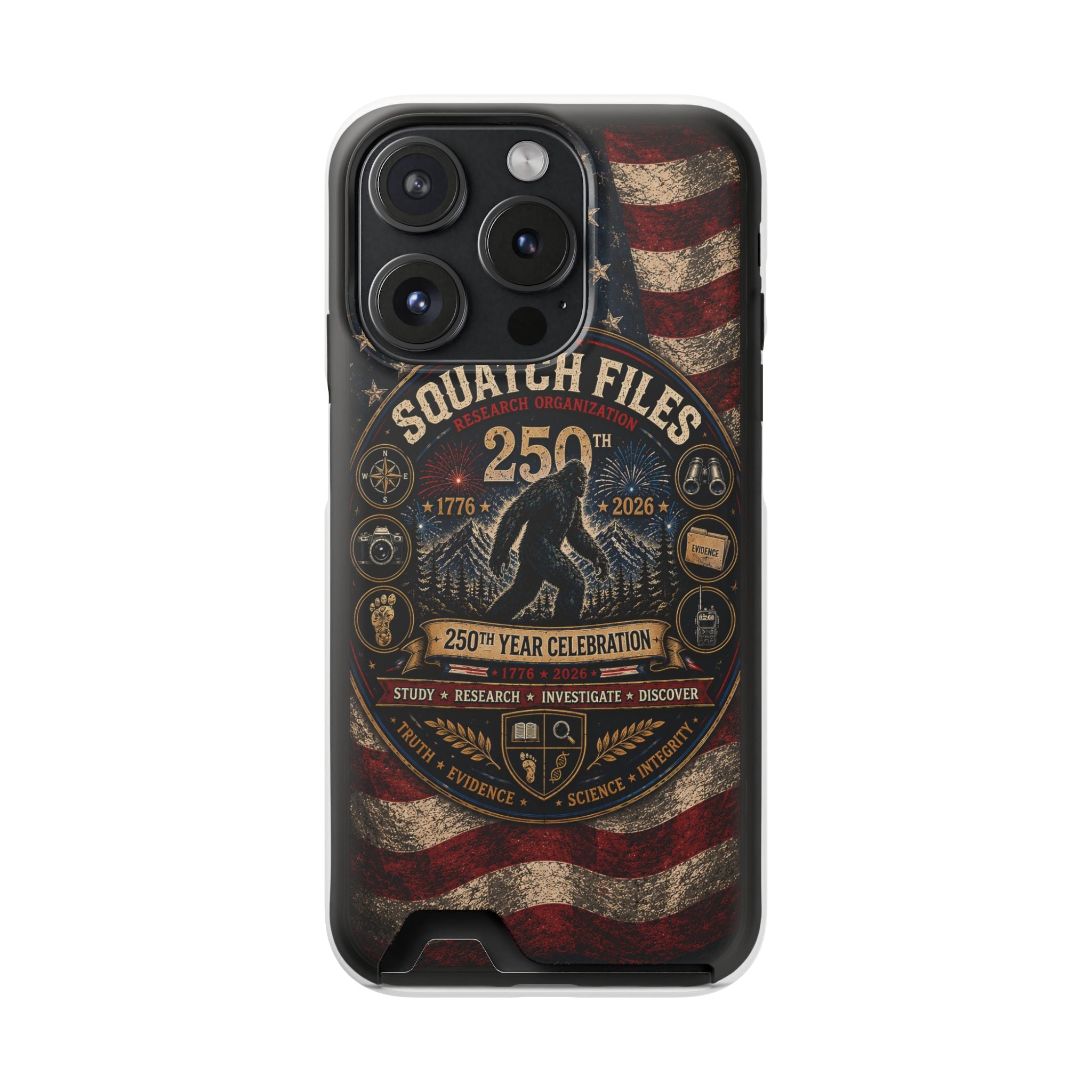 Phone Case — 'The Squatch Files 250th' Card Holder Case (Patriotic Bigfoot Design)