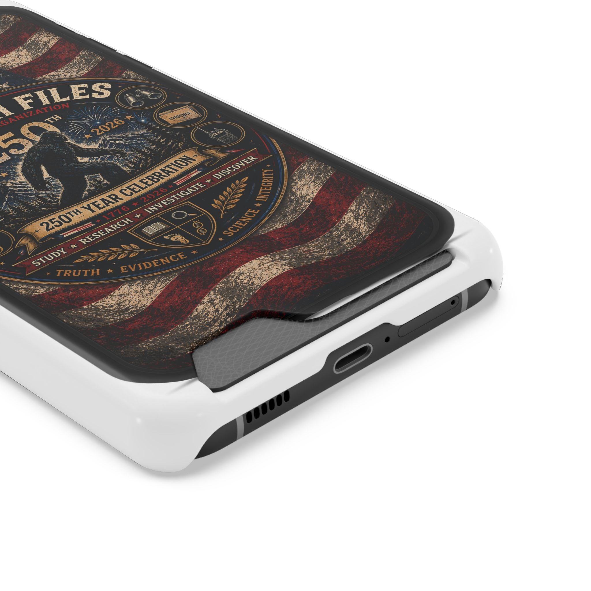 Phone Case — 'The Squatch Files 250th' Card Holder Case (Patriotic Bigfoot Design)