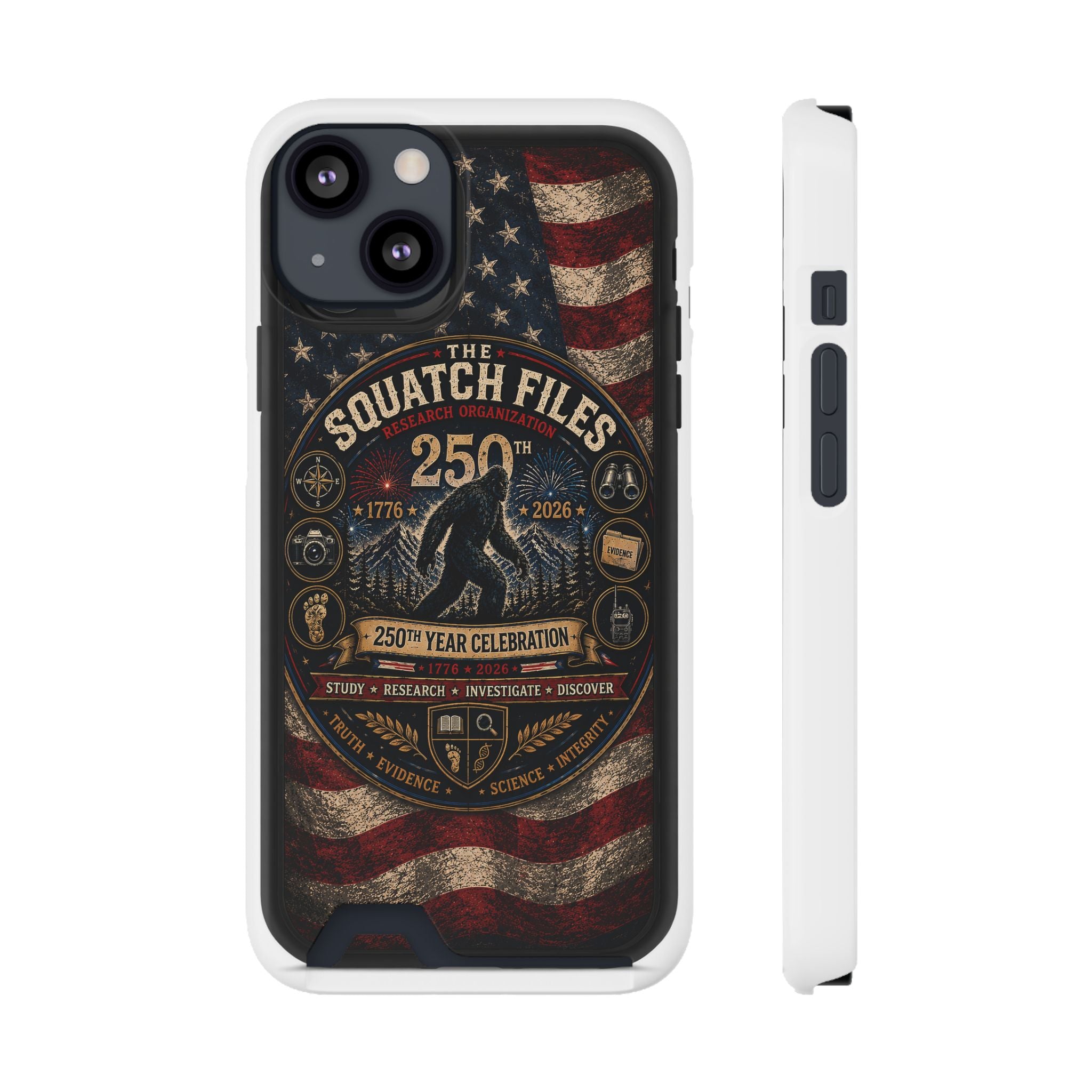 Phone Case — 'The Squatch Files 250th' Card Holder Case (Patriotic Bigfoot Design)
