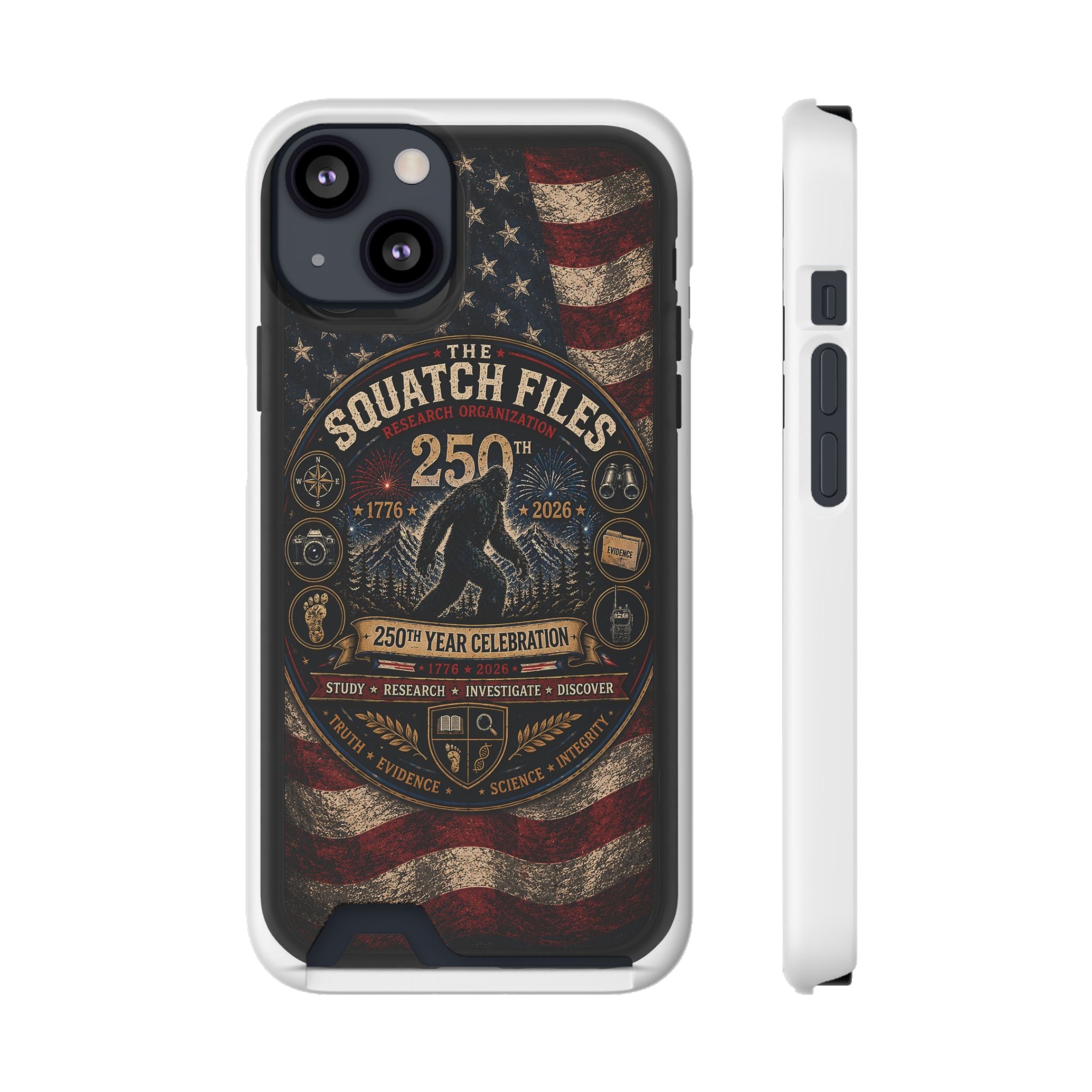 Phone Case — 'The Squatch Files 250th' Card Holder Case (Patriotic Bigfoot Design)