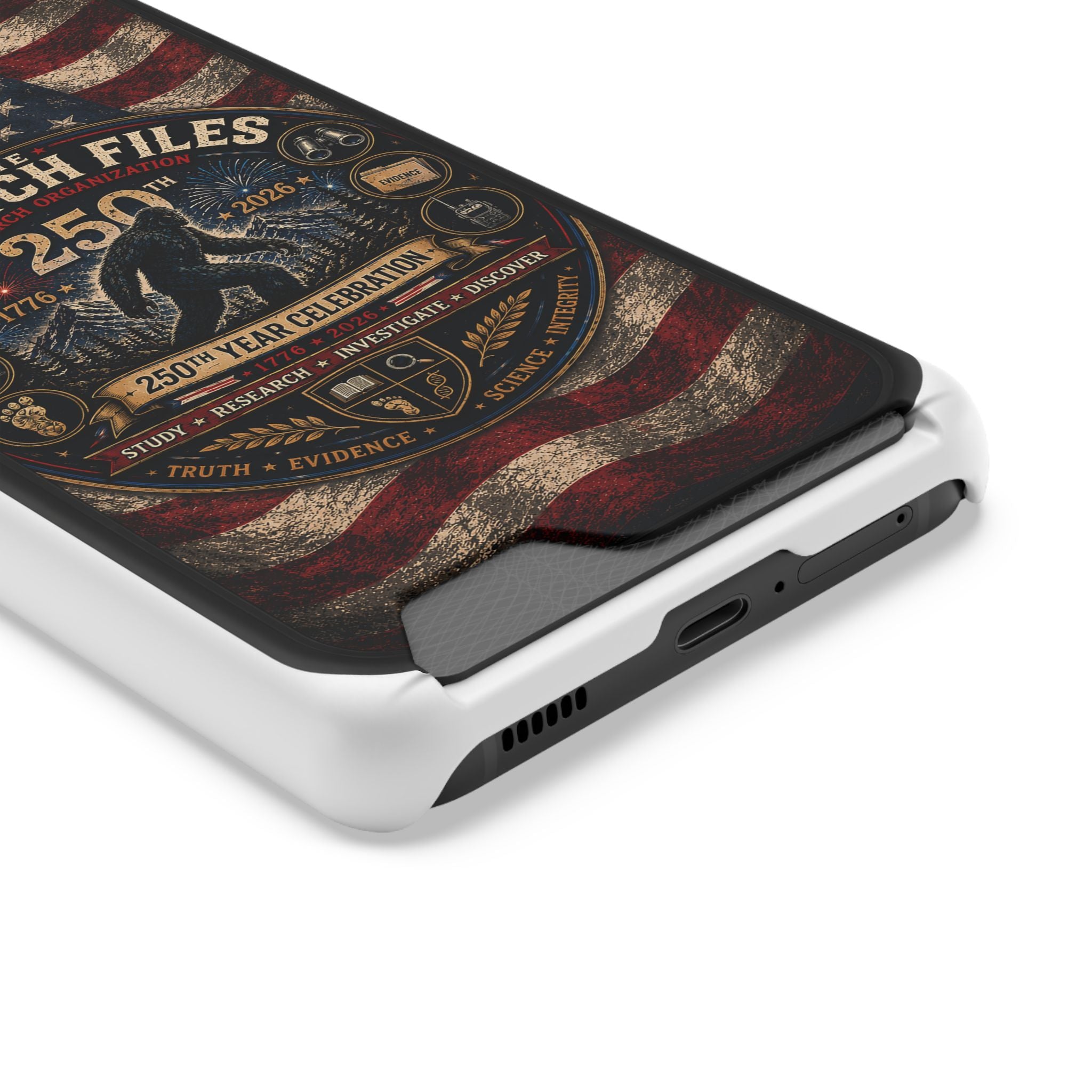 Phone Case — 'The Squatch Files 250th' Card Holder Case (Patriotic Bigfoot Design)